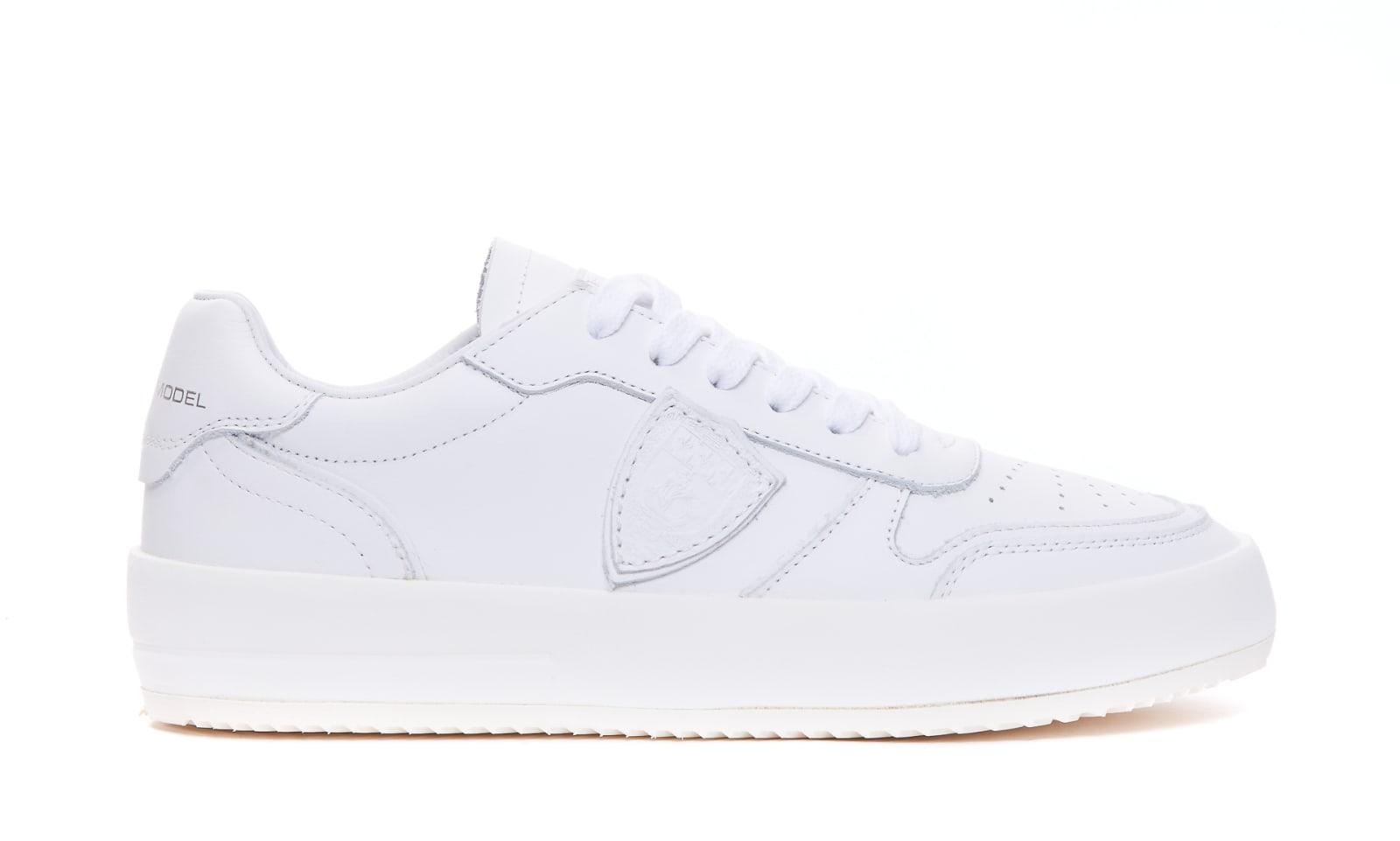 Philippe Model Nice Low Sneakers in White Leather