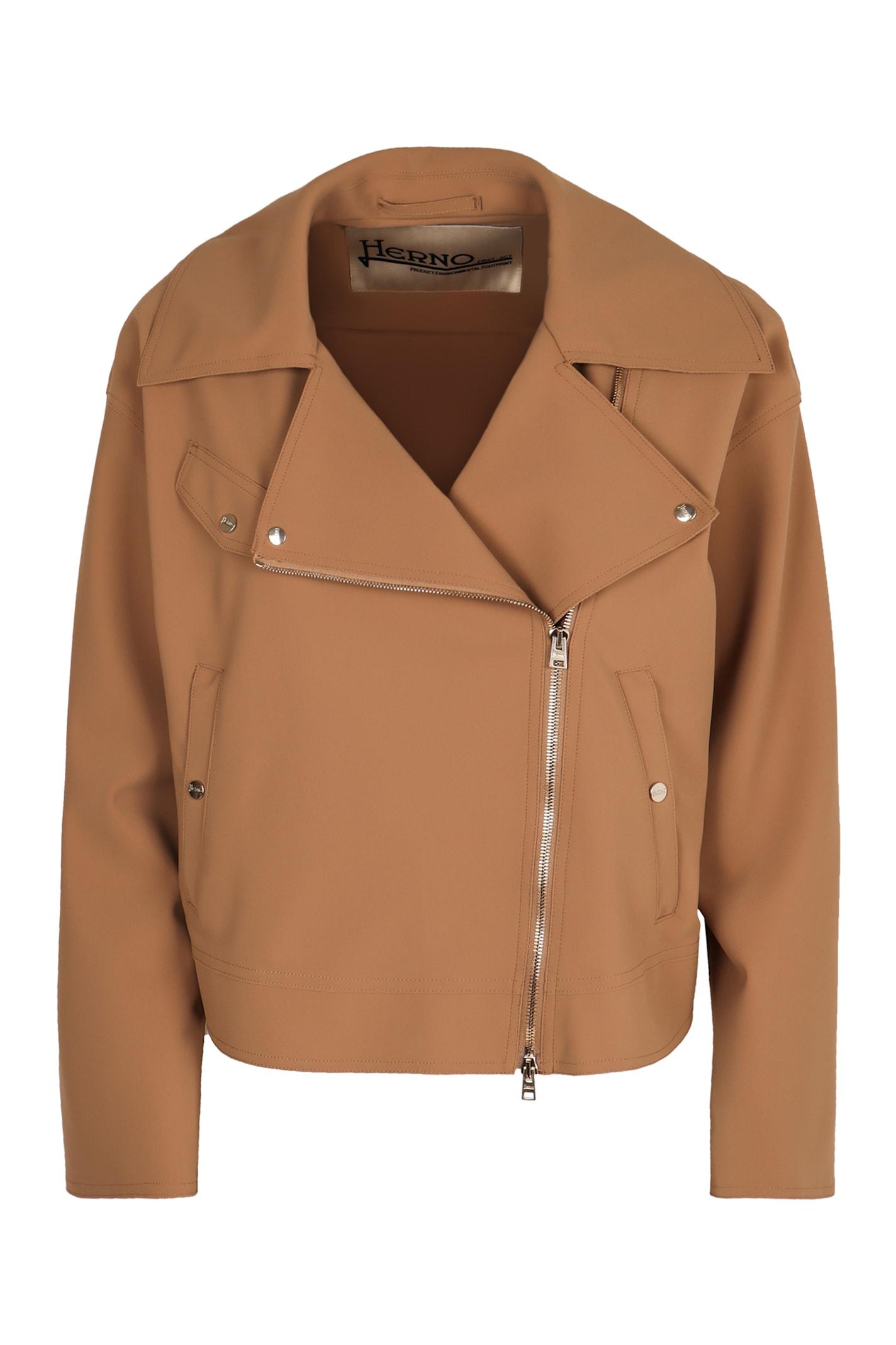 Herno Women's Biker Jacket in Camel