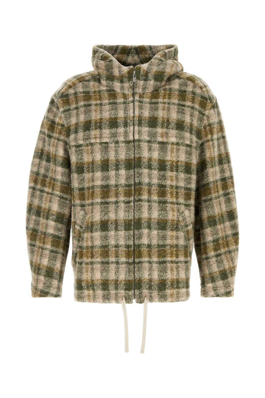 Isabel Marant Men's Embroidered Wool Blend Oversize Kurt Jacket in Checked