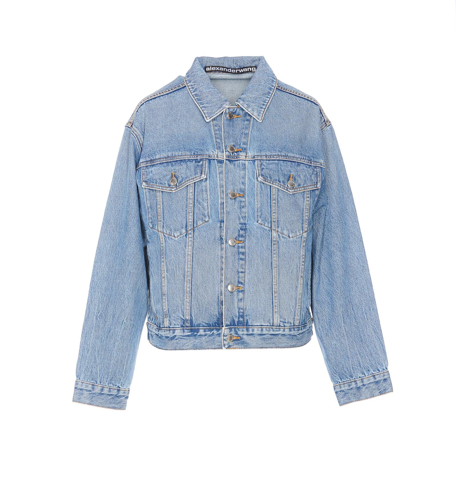 Alexander Wang Embossed Logo Trucker Denim Jacket