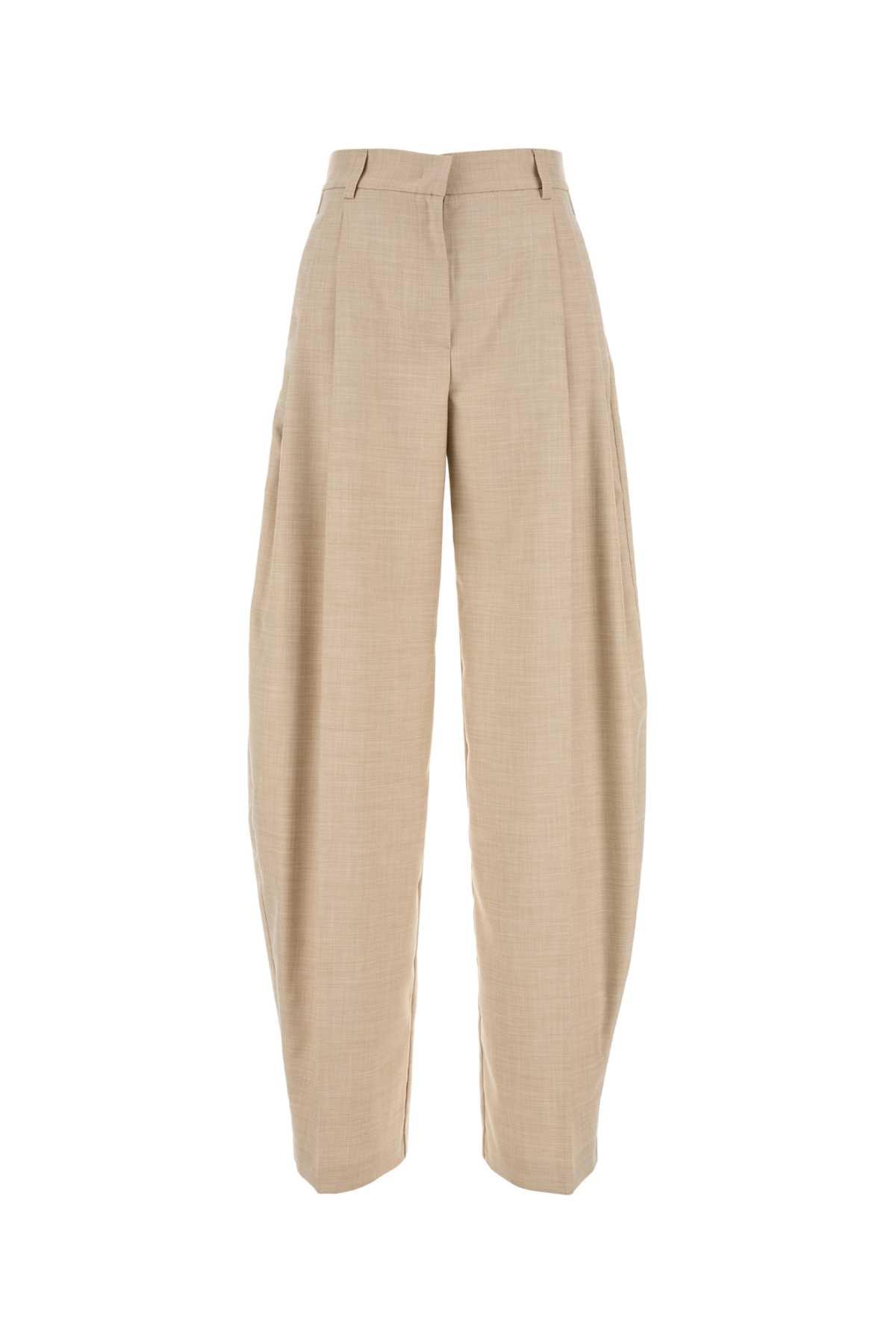 THE ANDAMANE Beige Stretch Polyester Blend Pant