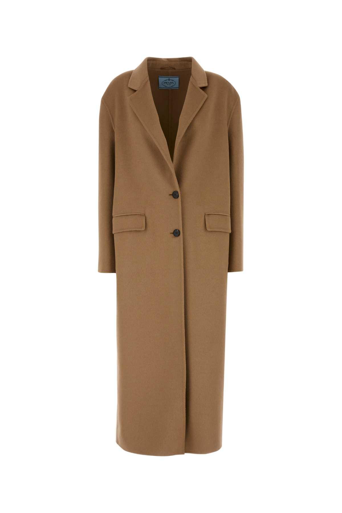 Prada Camel Wool Blend Coat