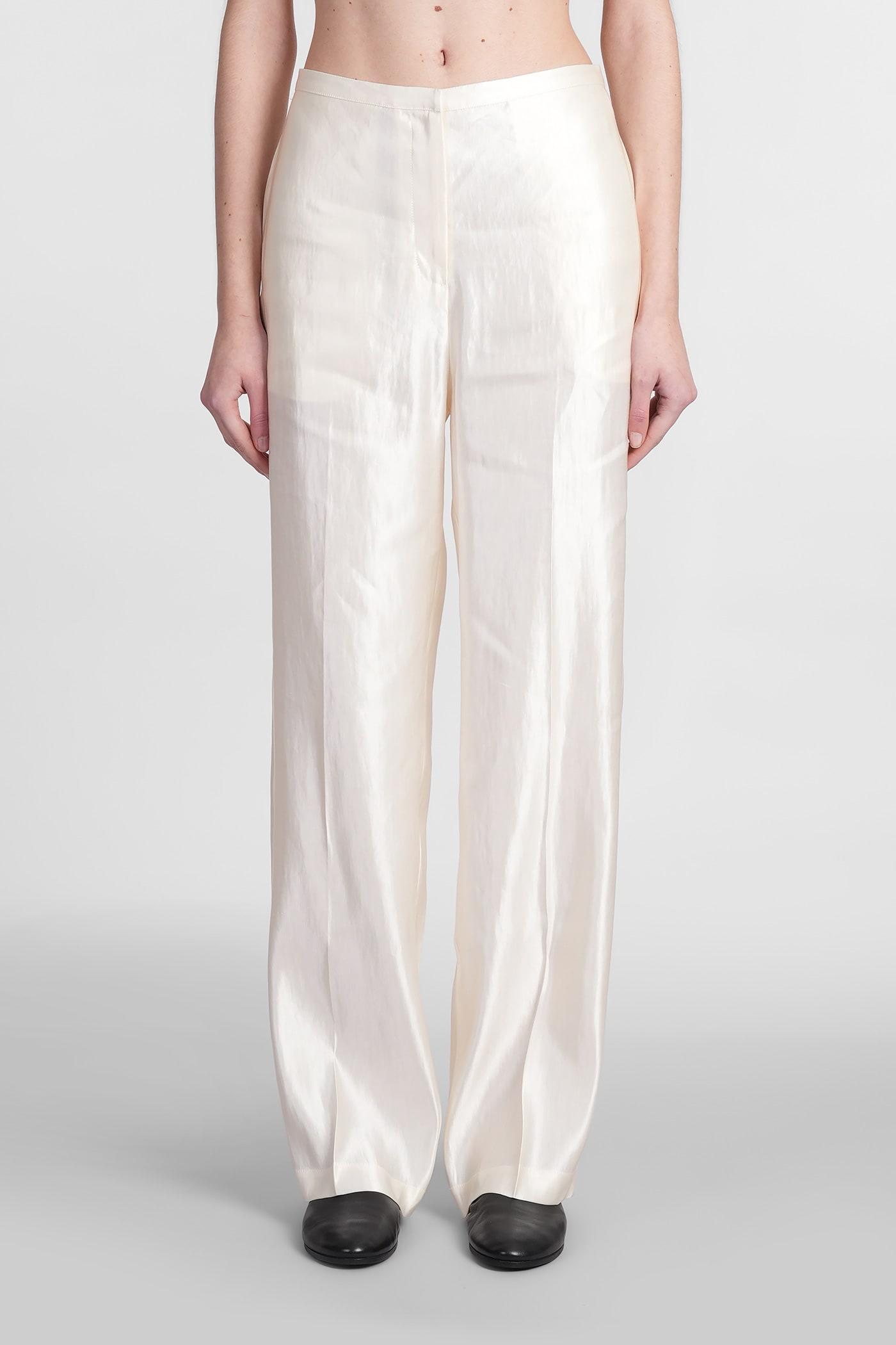 Loulou Studio Sally Pants in Beige and Rose-Pink Linen
