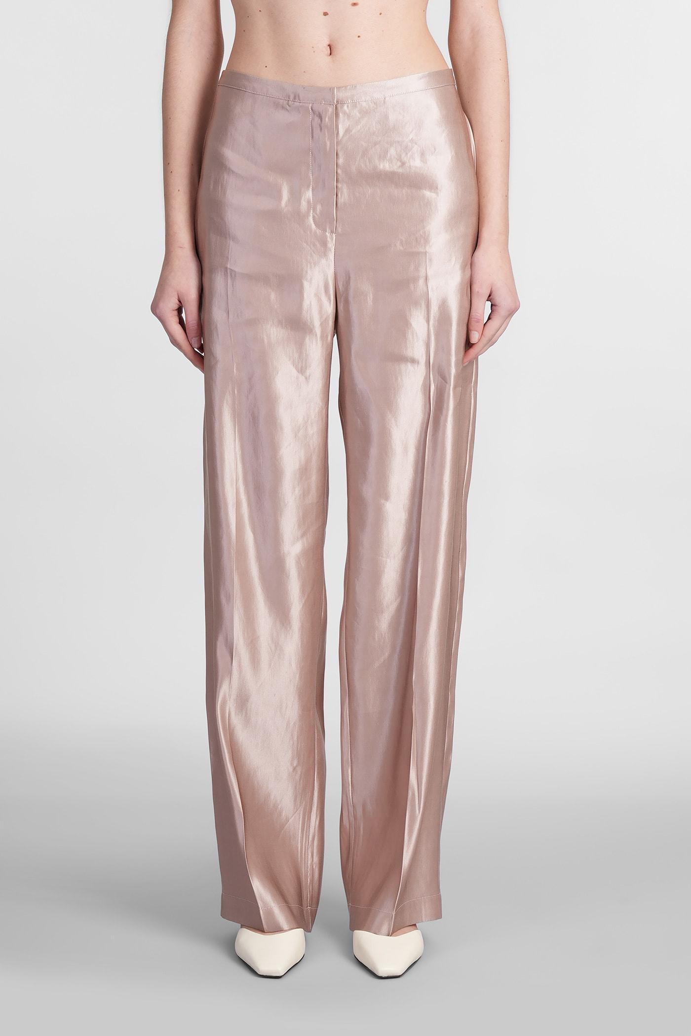 Loulou Studio Sally Pants in Beige and Rose-Pink Linen