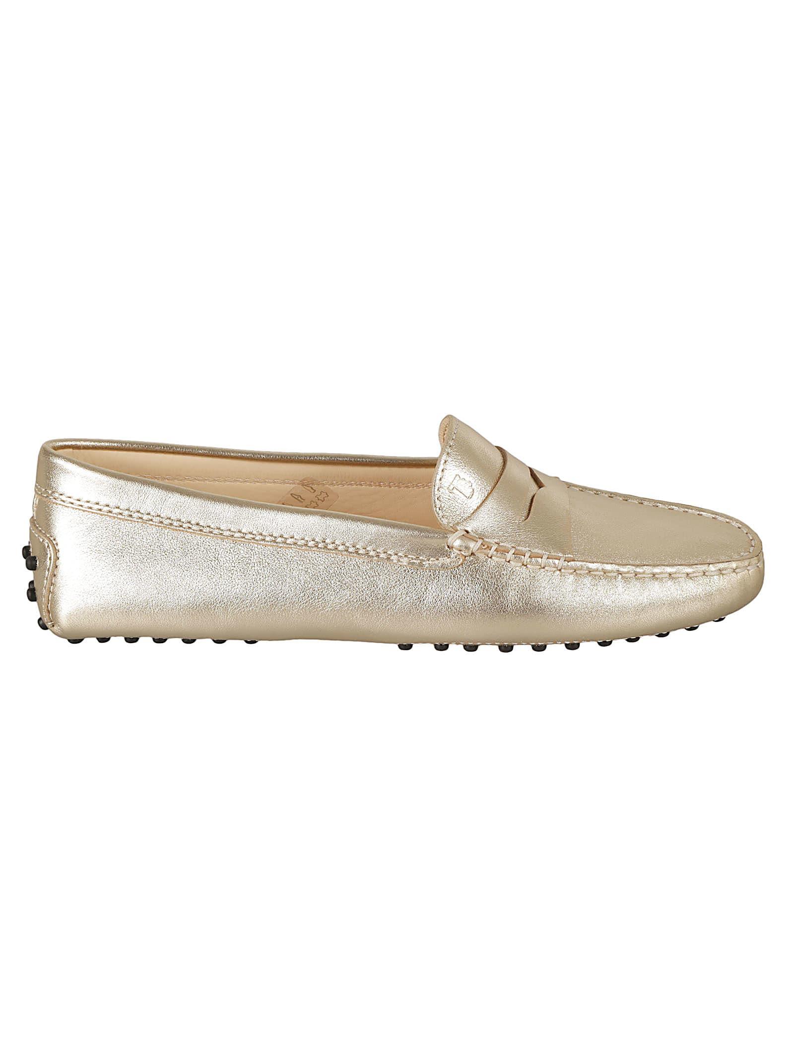 Tod's Women's Leather Moccasin Loafer in Gold