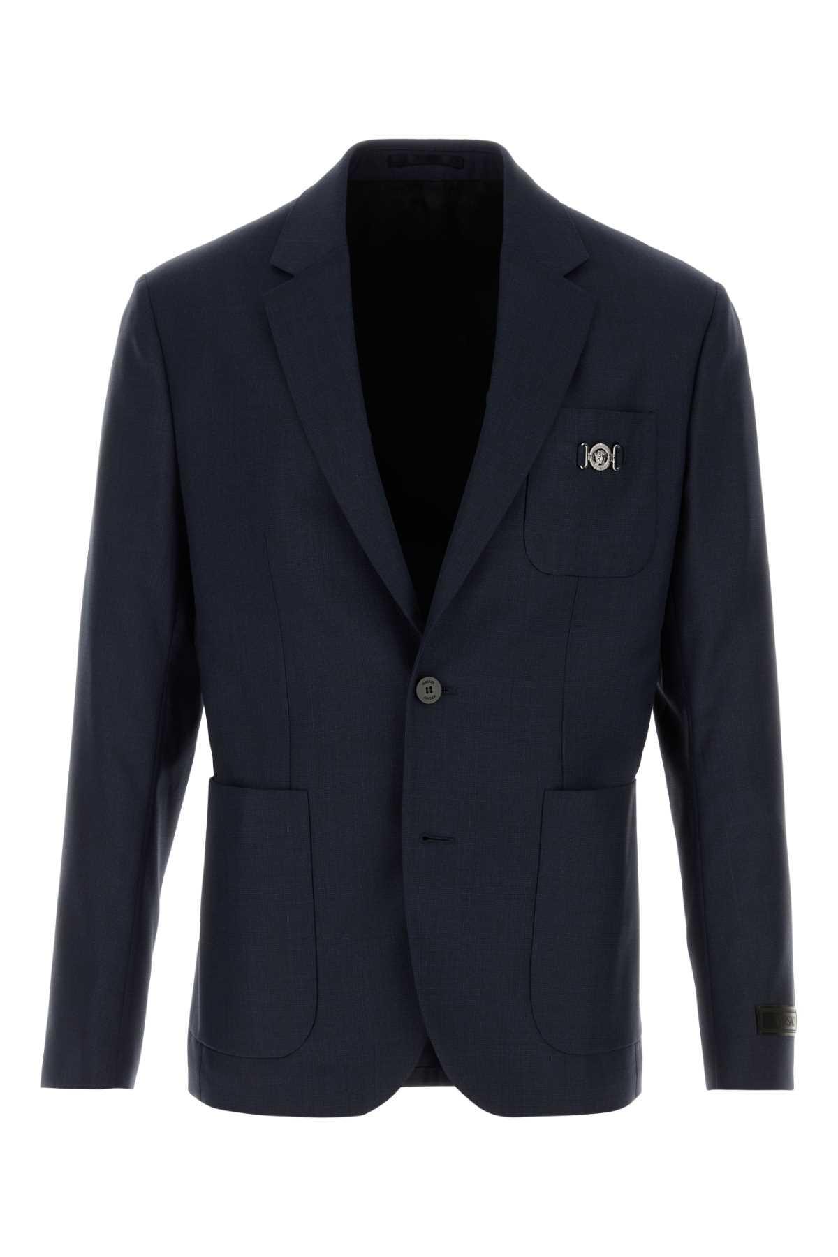 Versace Dark Blue Wool Blazer