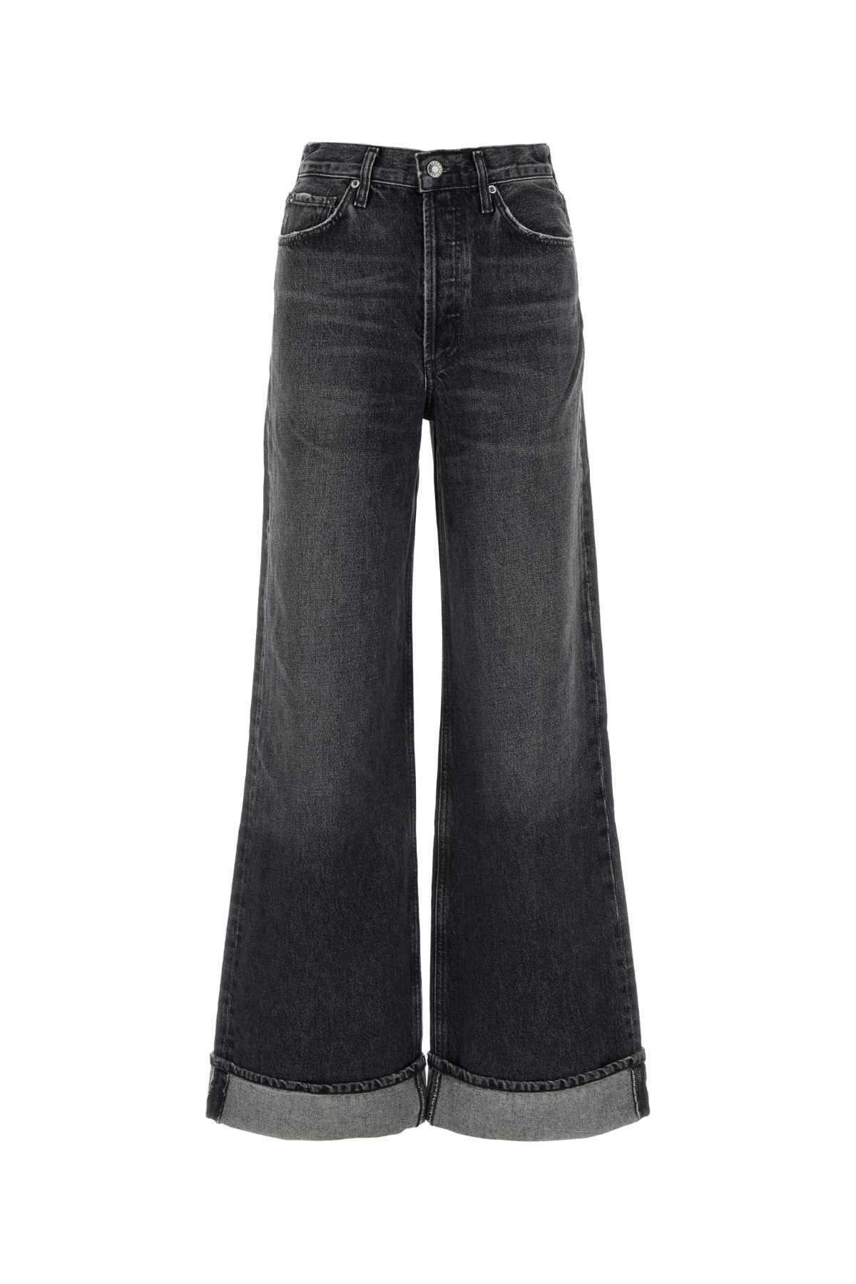 AGOLDE Dark Grey Denim Wide-leg Jeans