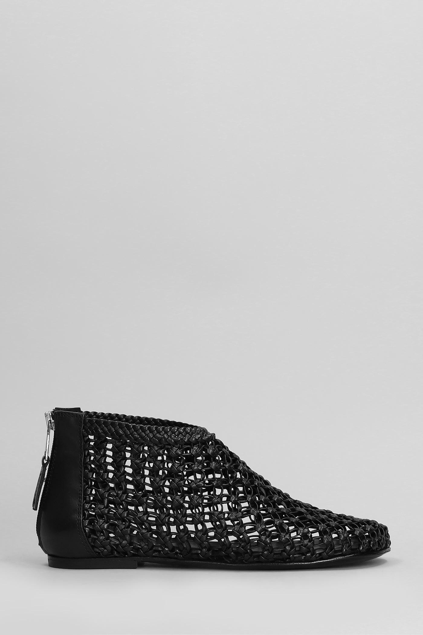 Elena Iachi Low Heels Ankle Boots in Black Leather
