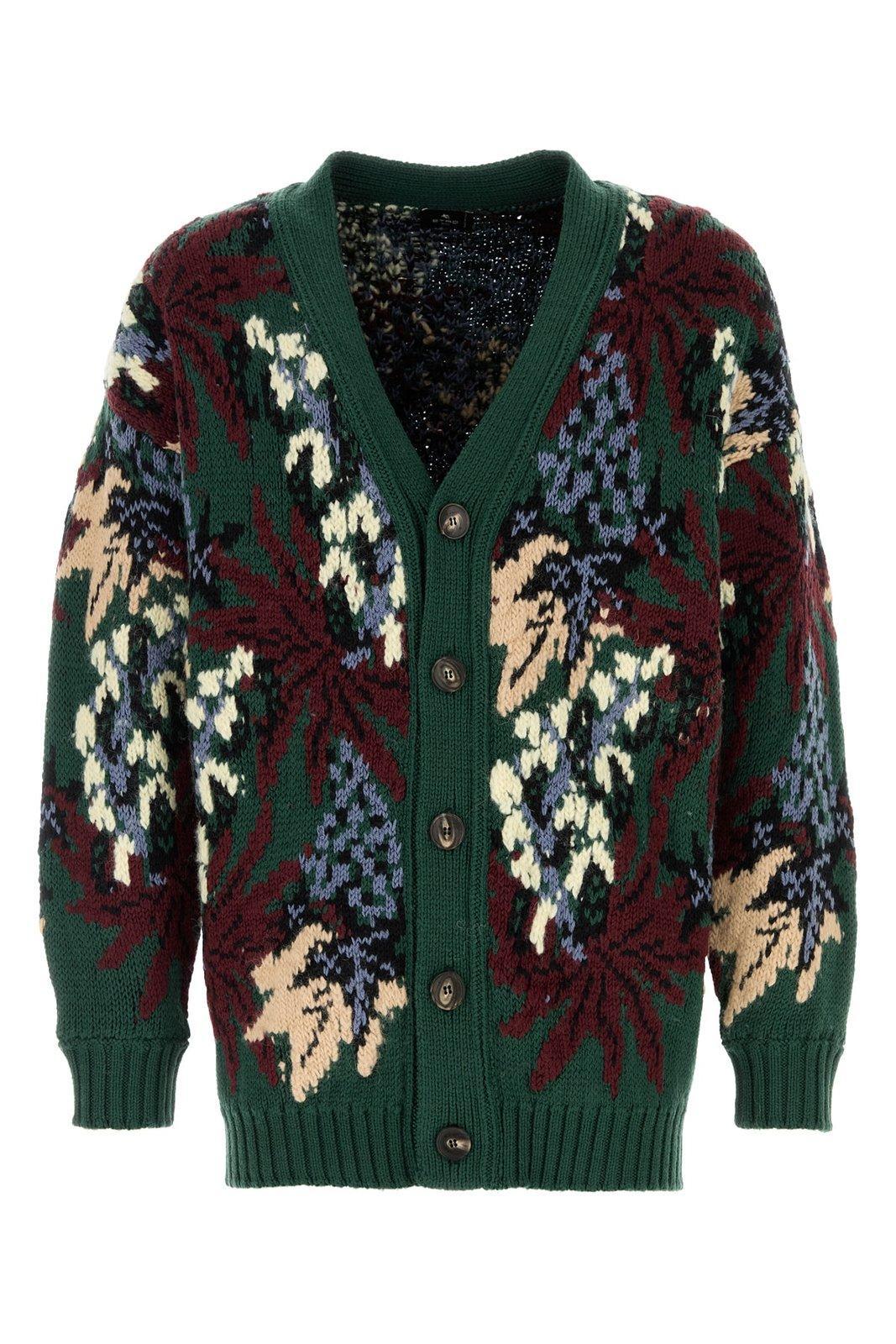 Etro V-neck Jacquard Knitted Cardigan