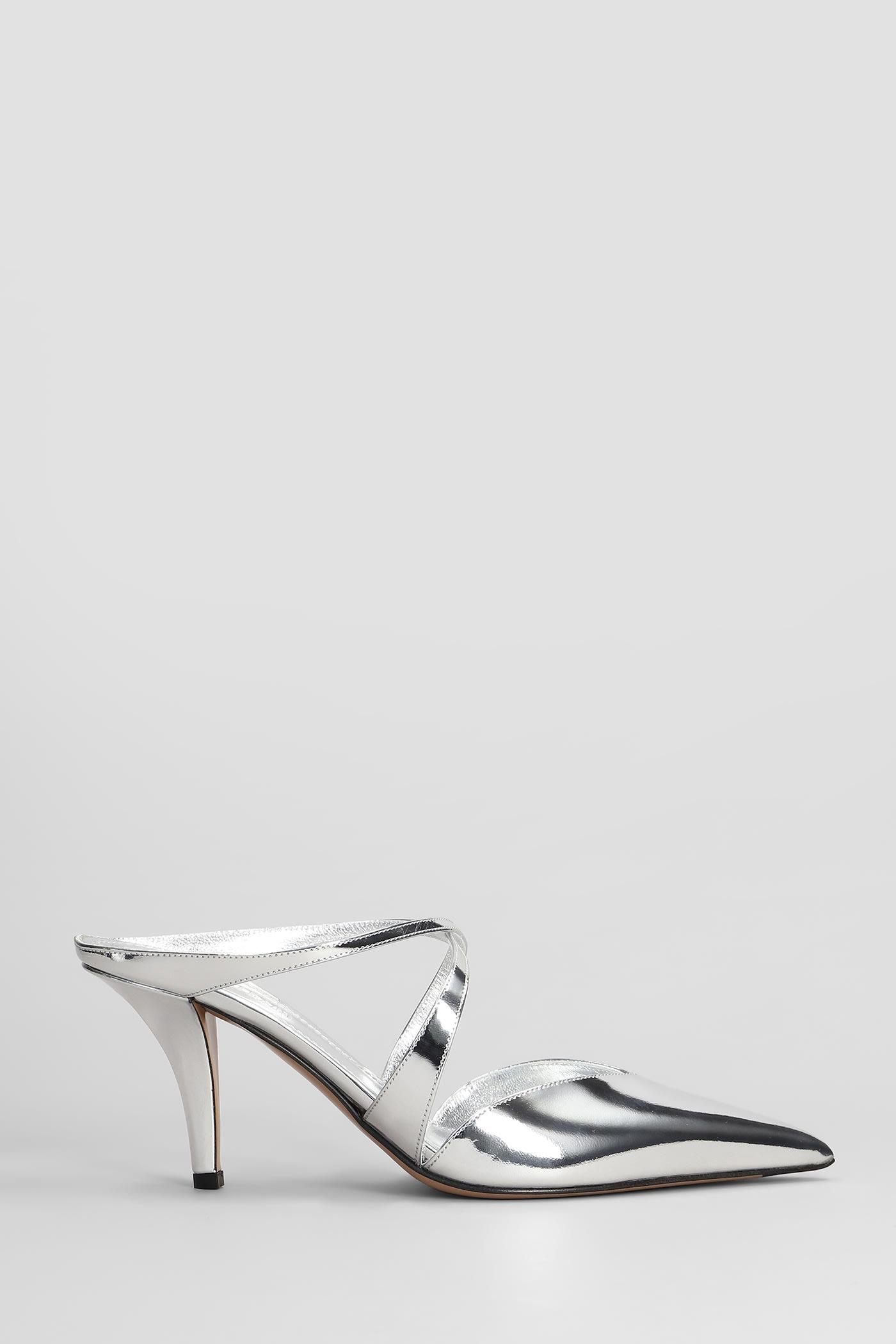Paris Texas Laila Mule Slipper in Silver Leather