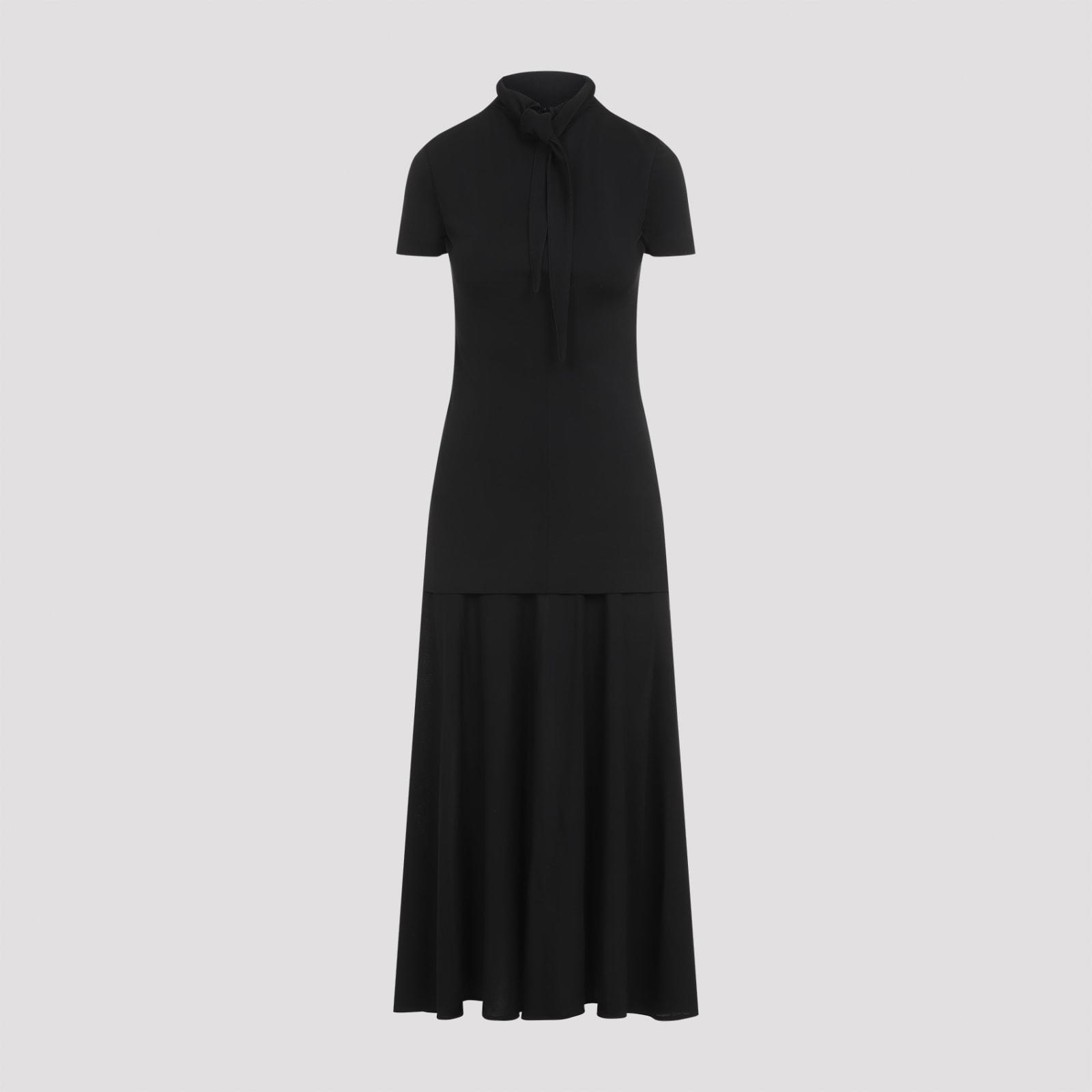 Jil Sander Women's Fluid Viscose High Neck Dress in Black