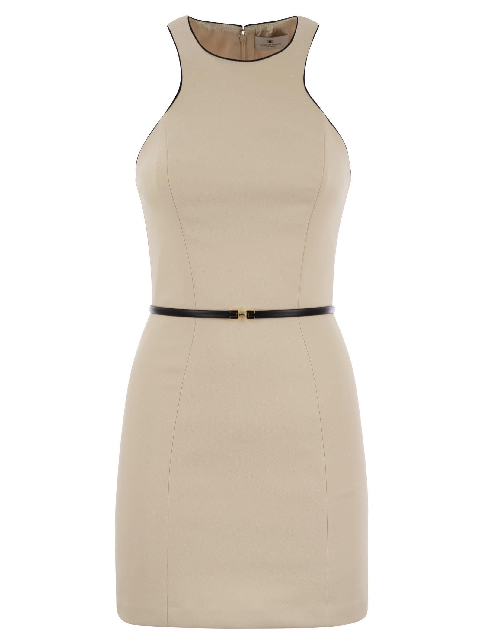 Elisabetta Franchi Crepe Dress With Contrasting Belt