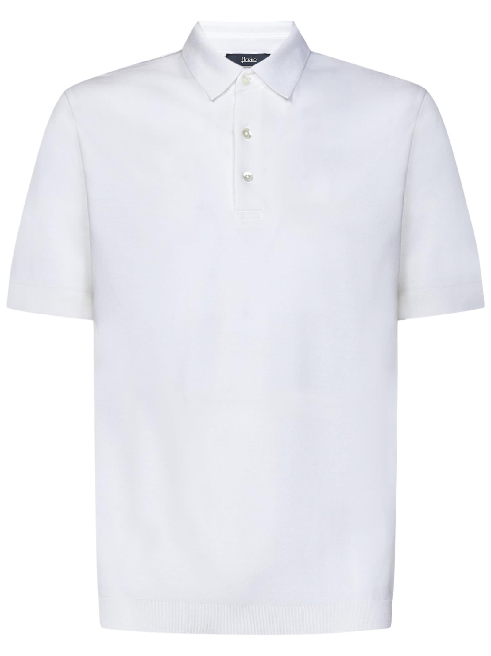 Herno Knitted Cotton Polo Shirt in White