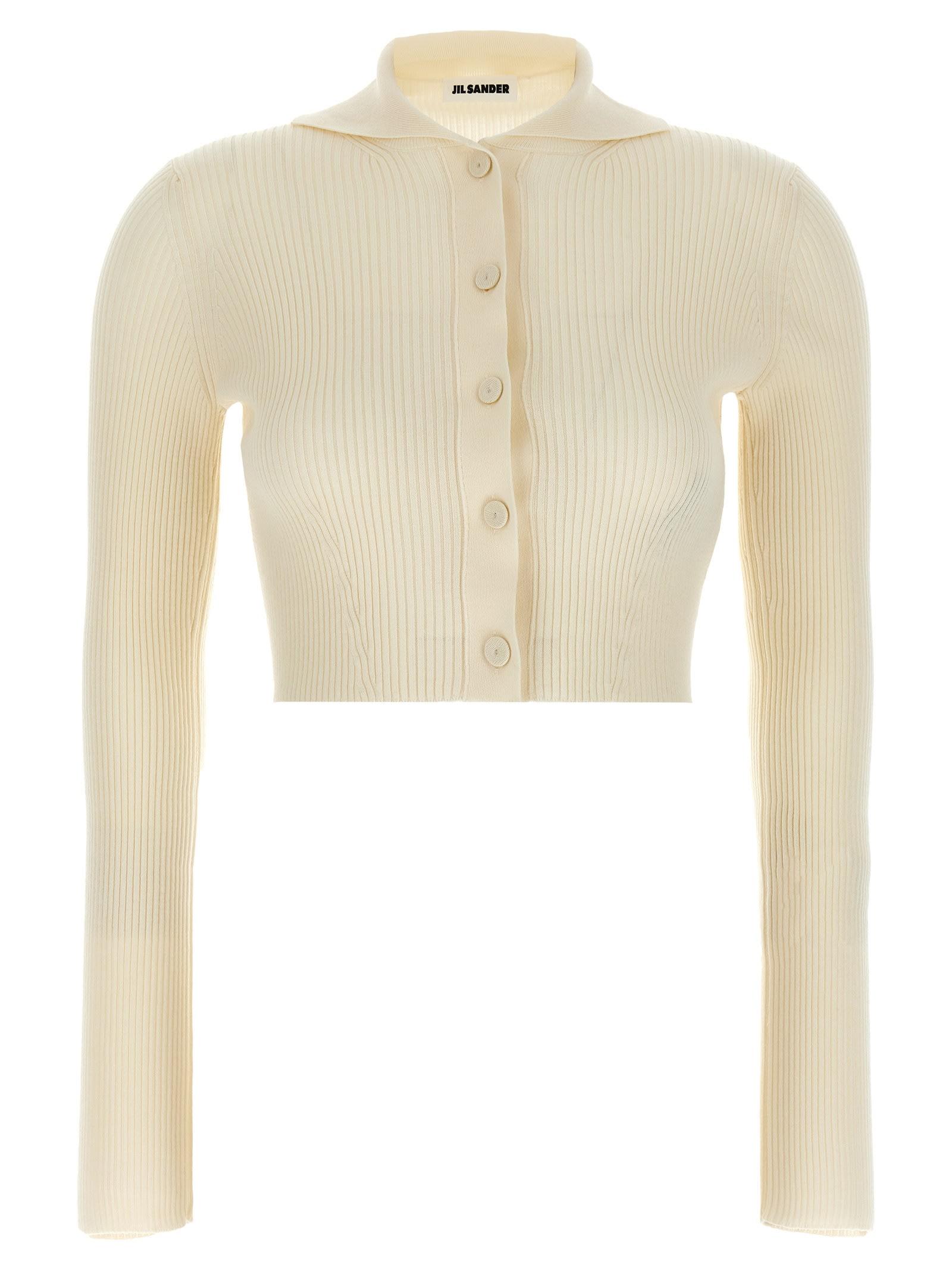Jil Sander Cream Wool Blend Cardigan