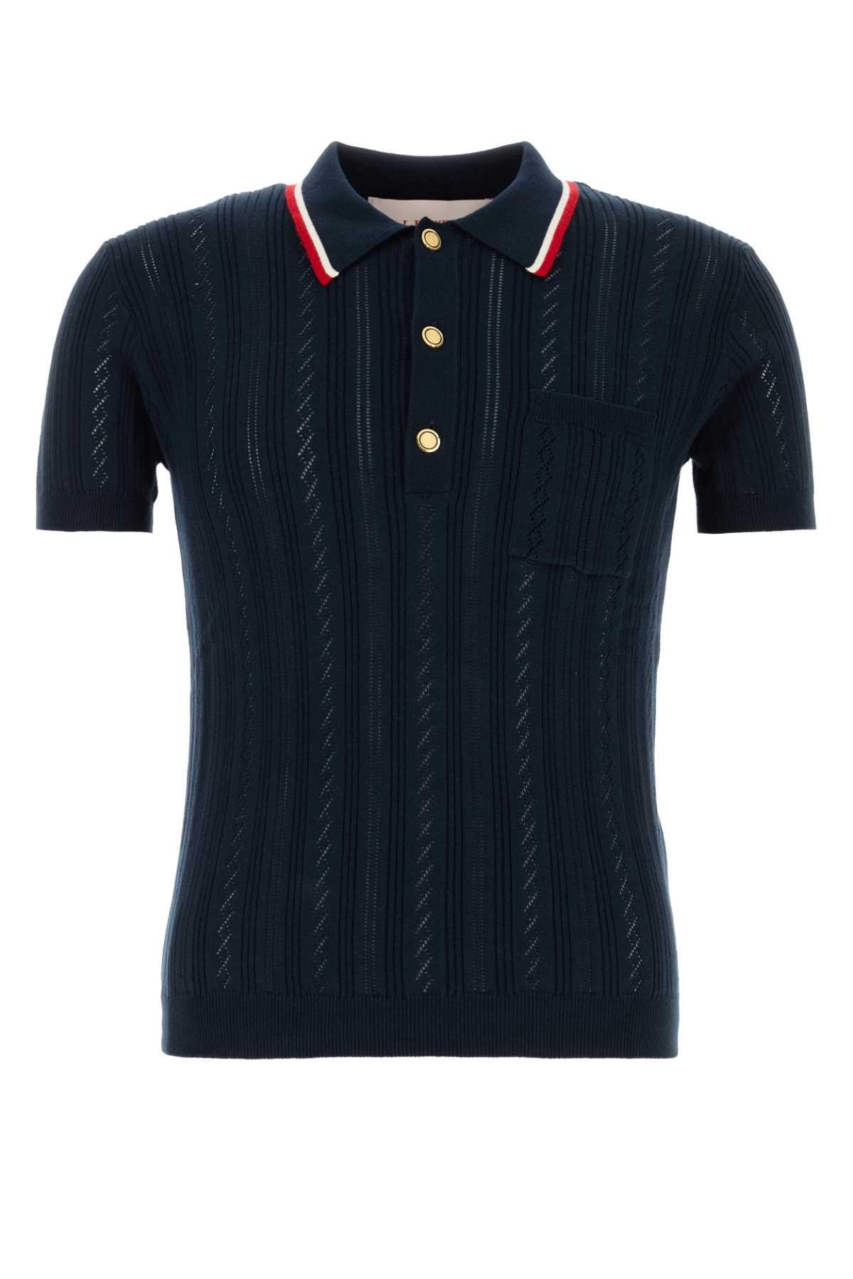 Valentino Garavani Navy Blue Cotton Polo Shirt