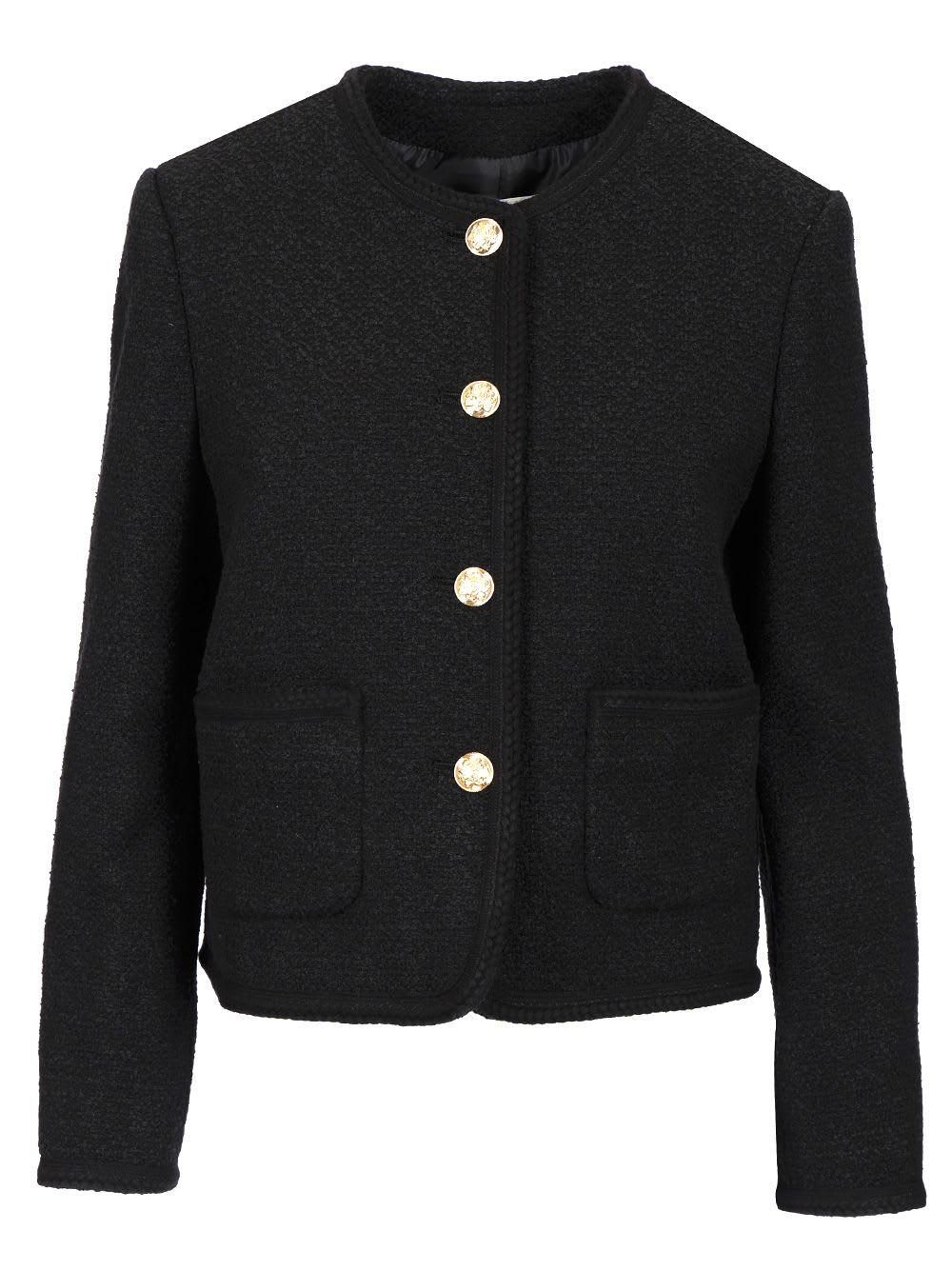Dunst Bouclé Tweed Jacket and Black Crewneck Jacket With Contrasting Jewel Buttons