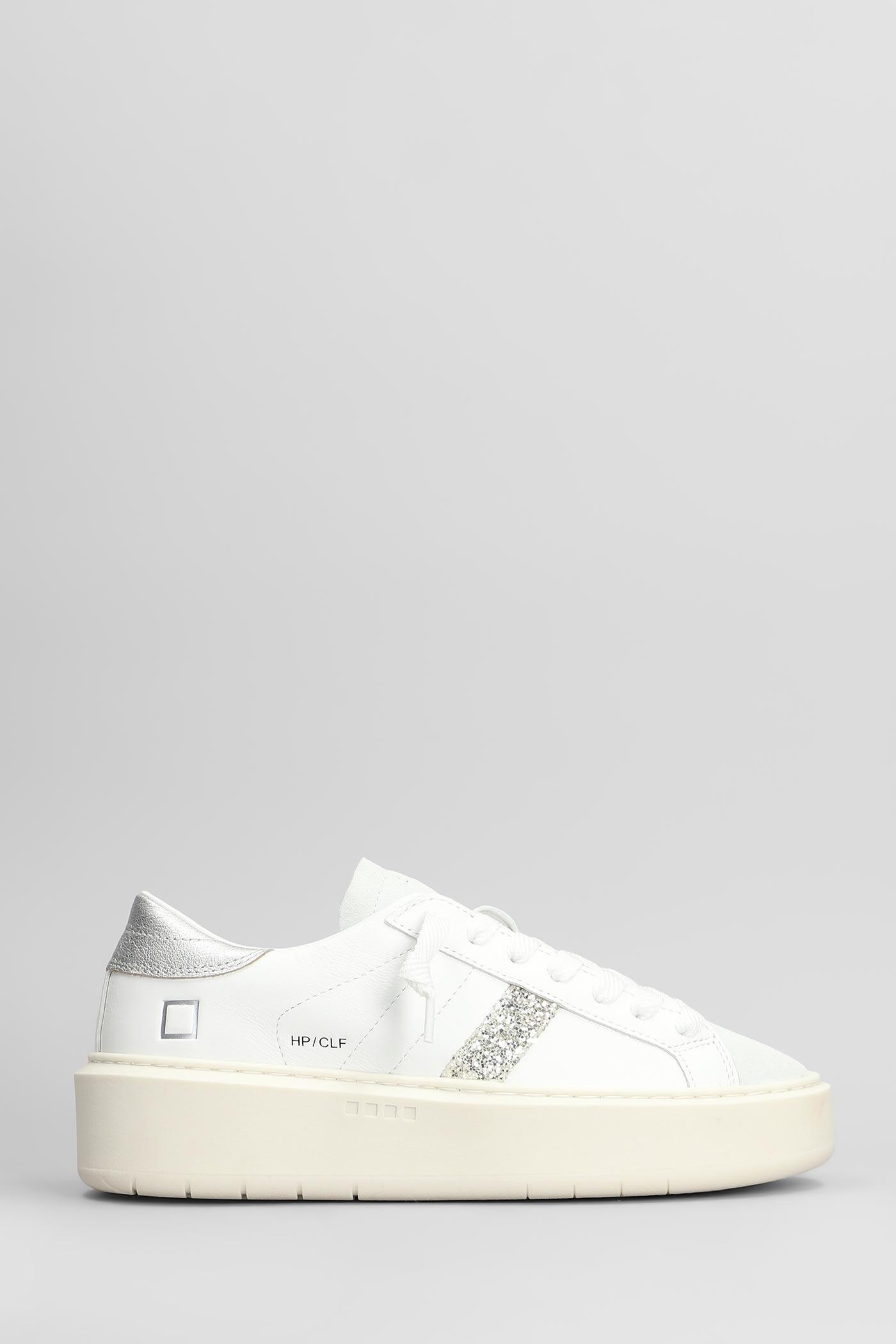 D.A.T.E. Hill Low Platform Sneakers in White Leather