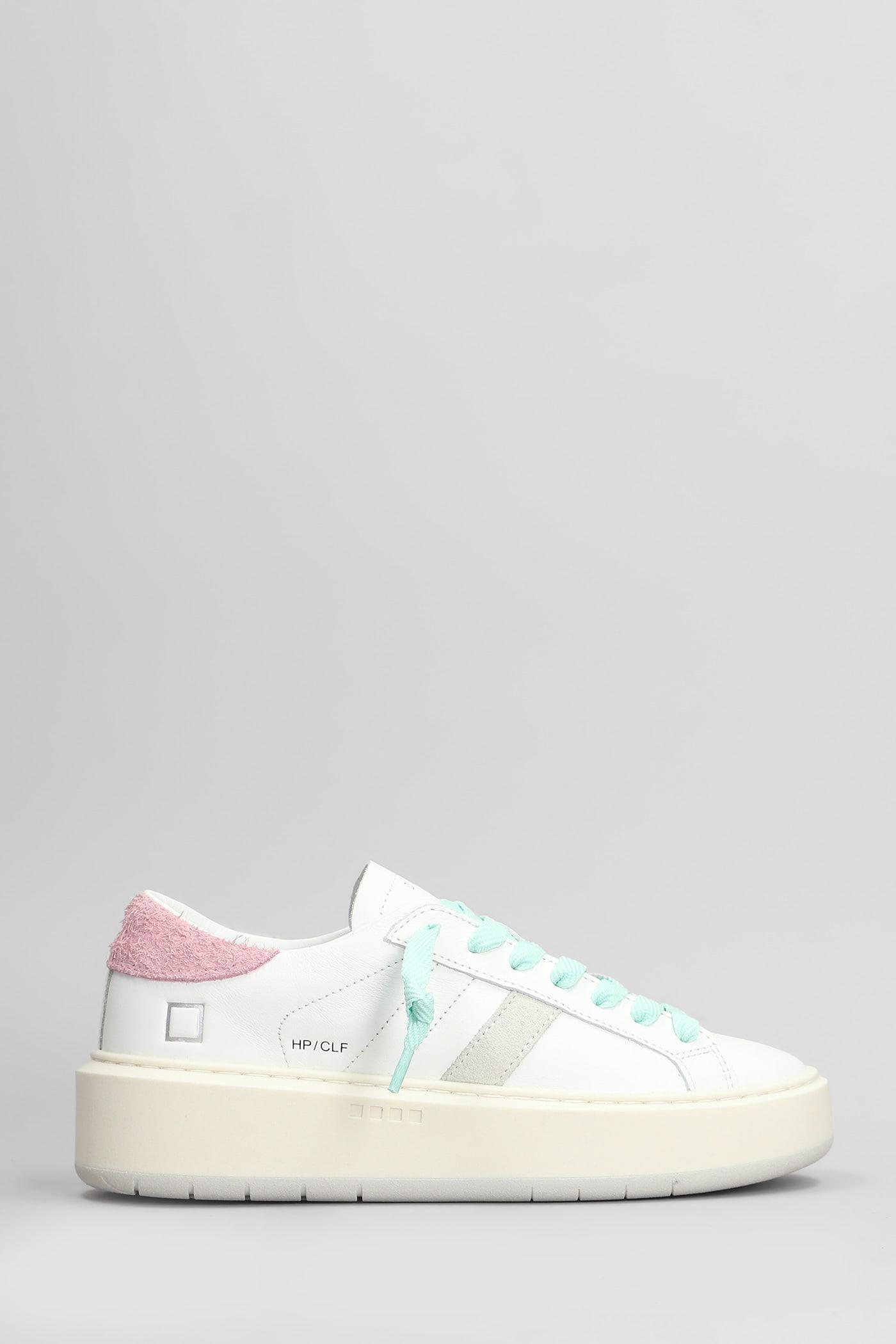 D.A.T.E. Hill Low Platform Sneakers in White Leather