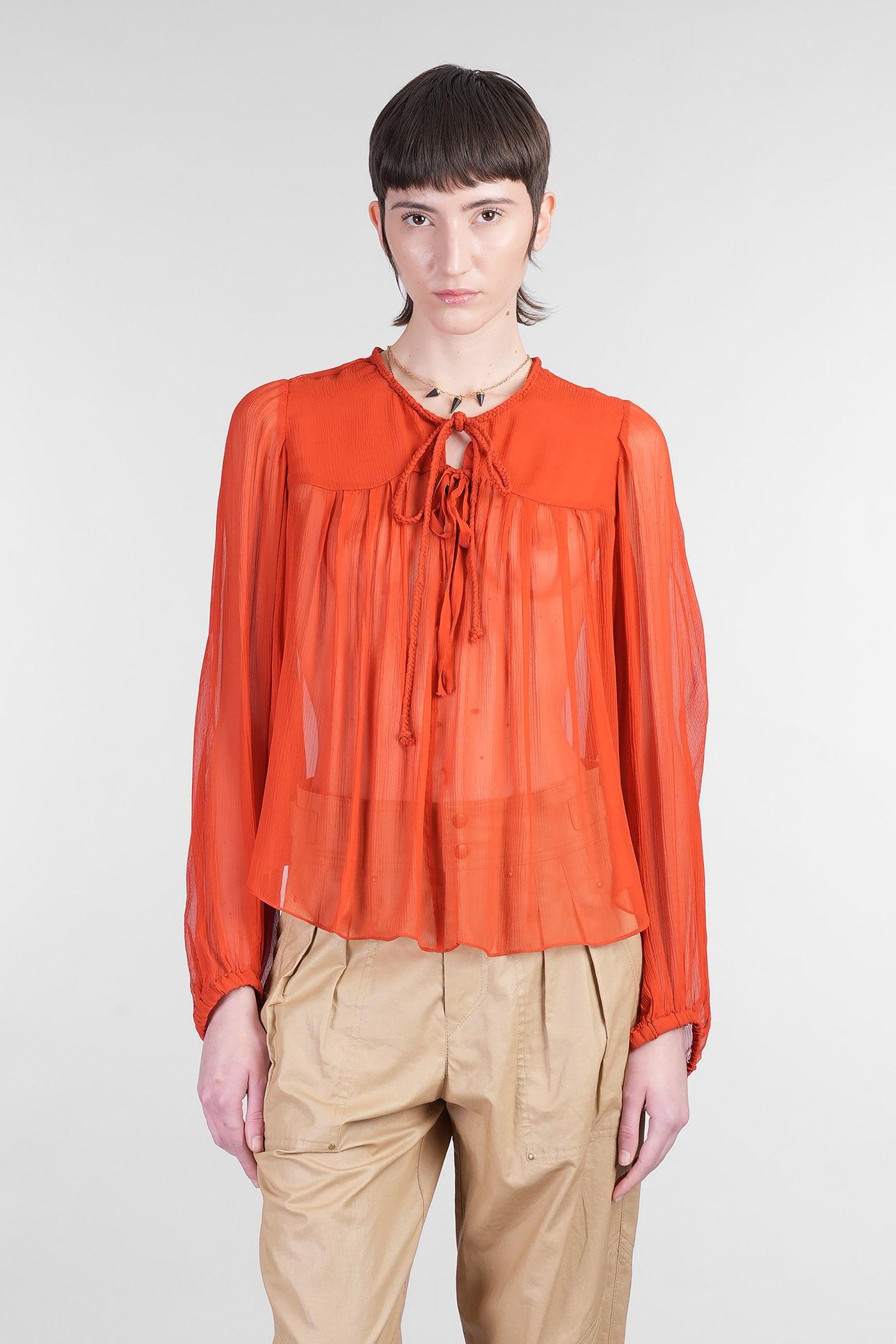 Isabel Marant Ametissa Blouse In Orange Silk