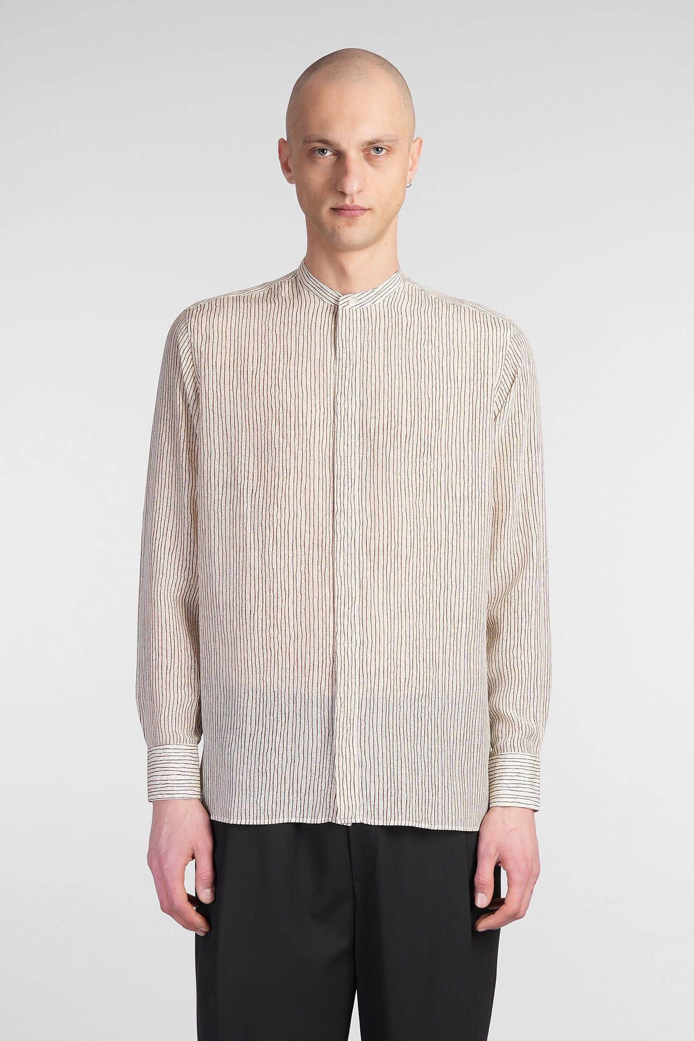 Laneus Shirt In Beige Silk
