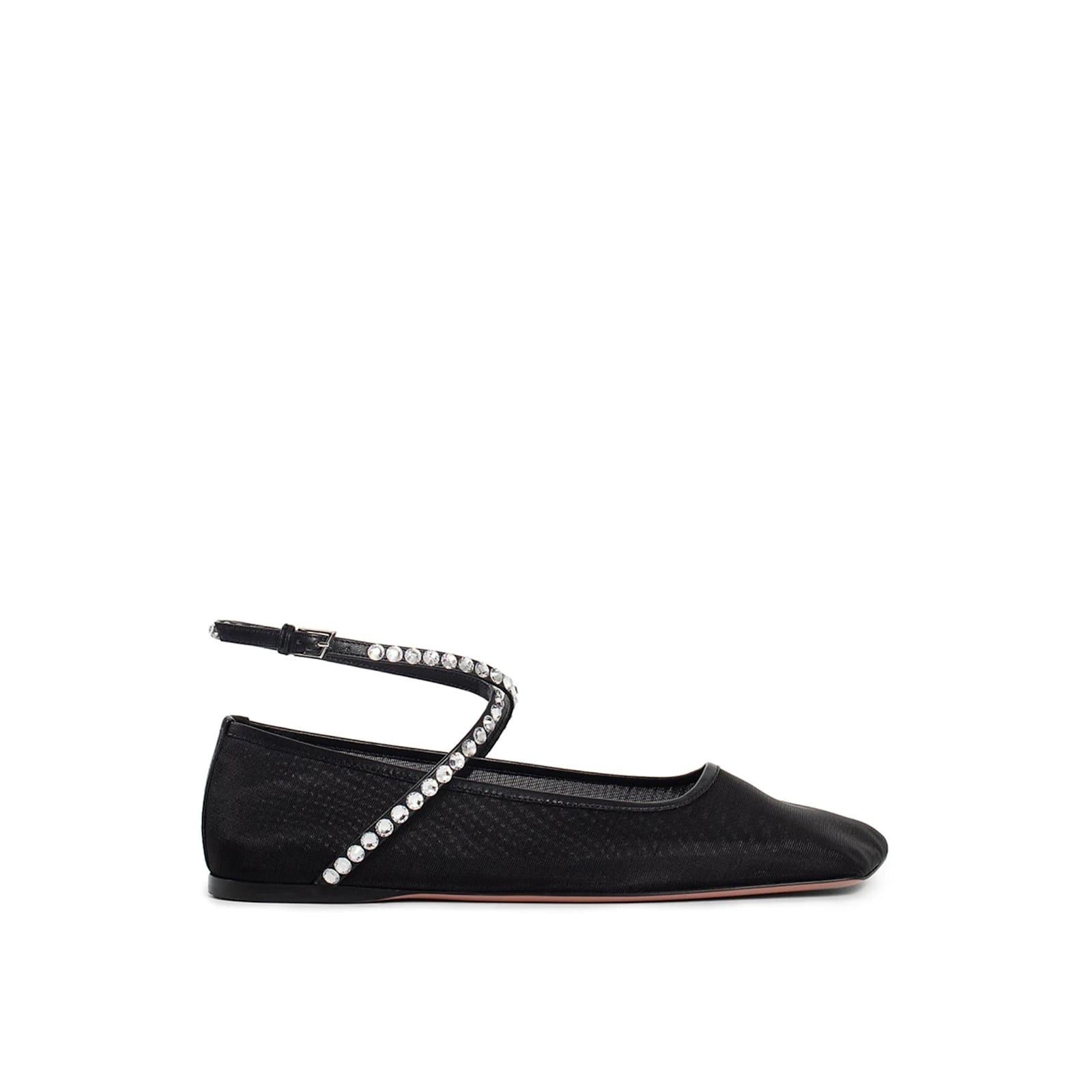 Amina Muaddi Mesh Crystal Ballerina Flats