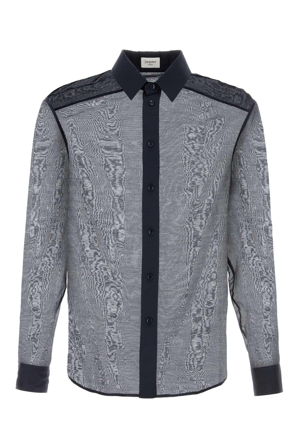 Saint Laurent Men's Silk and Cotton Blend Shirts in Blue