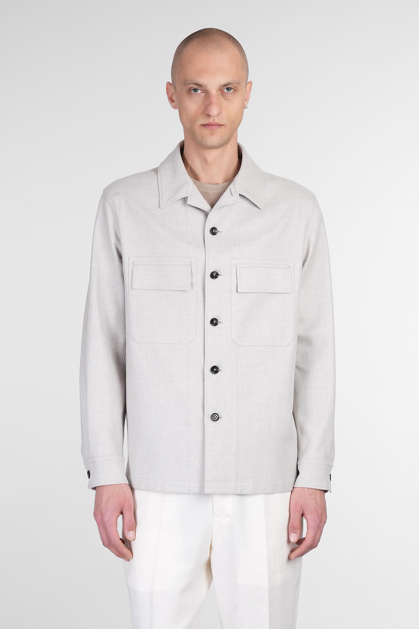 Zegna Casual Jacket In Beige Linen
