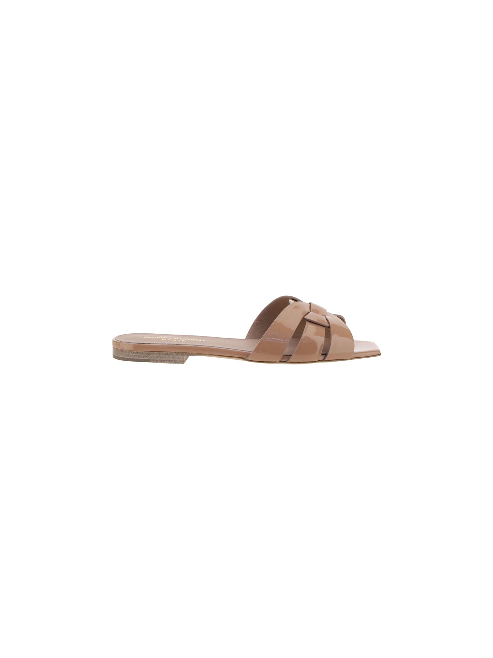 Saint Laurent Women's Tribute Leather Flat Sandals