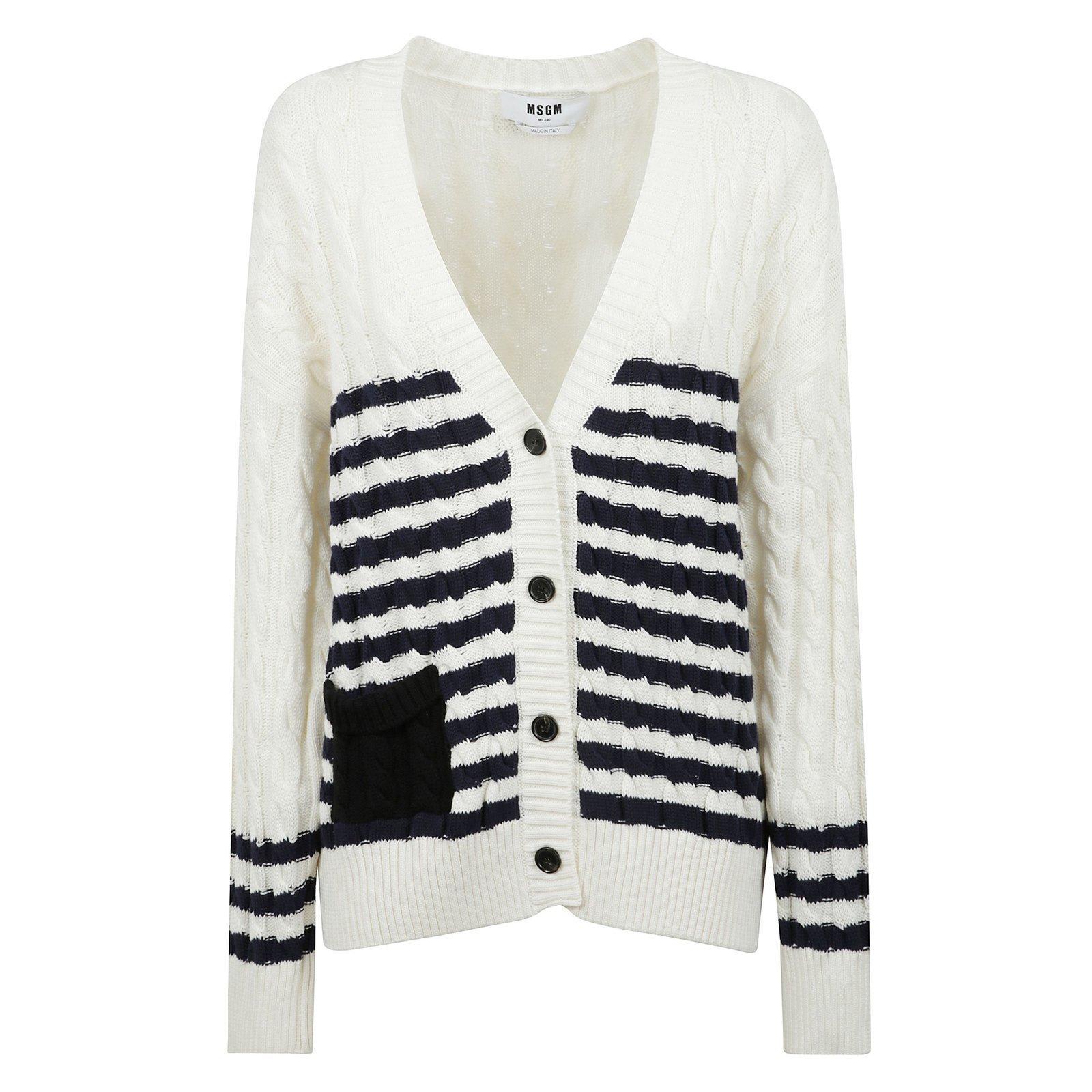 MSGM V-neck Striped Cardigan
