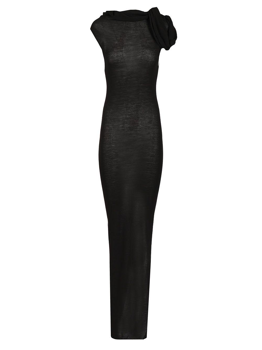 Rick Owens Women's Knitted Wool Long Dress in Black