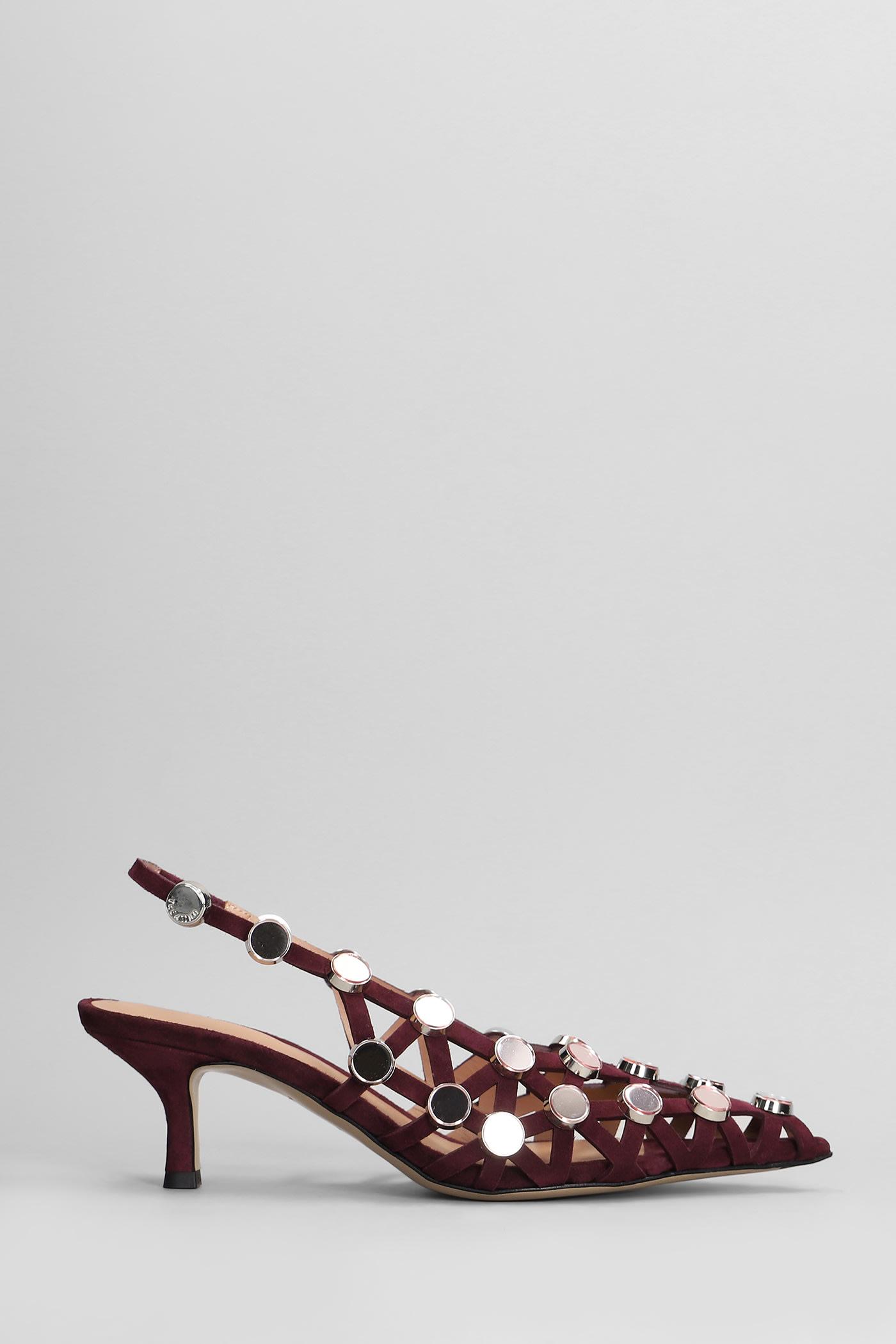 THE ATTICO Attico Grid Pumps in Bordeaux Suede