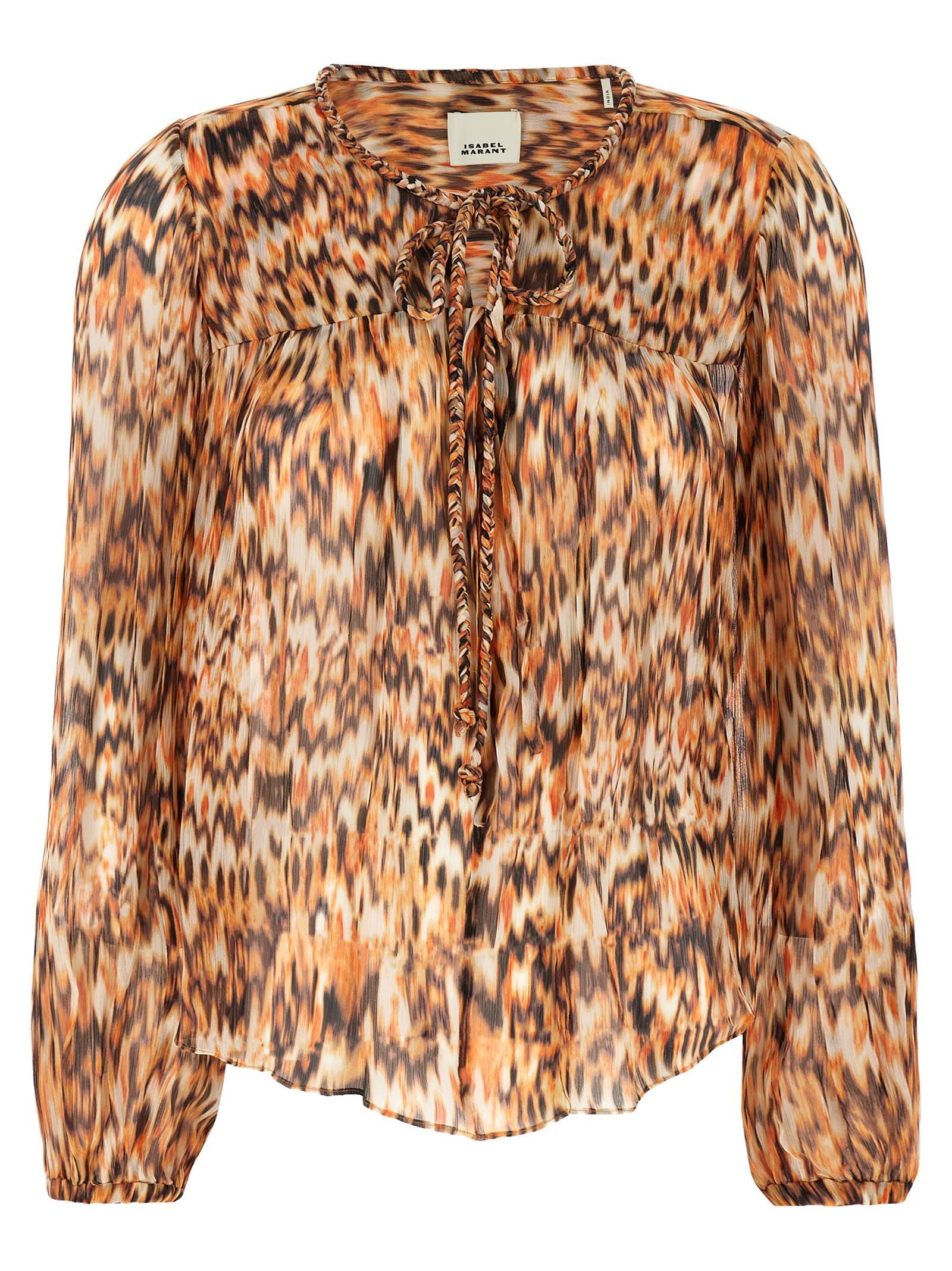 Isabel Marant Ametissa Printed Cotton Top in Orange