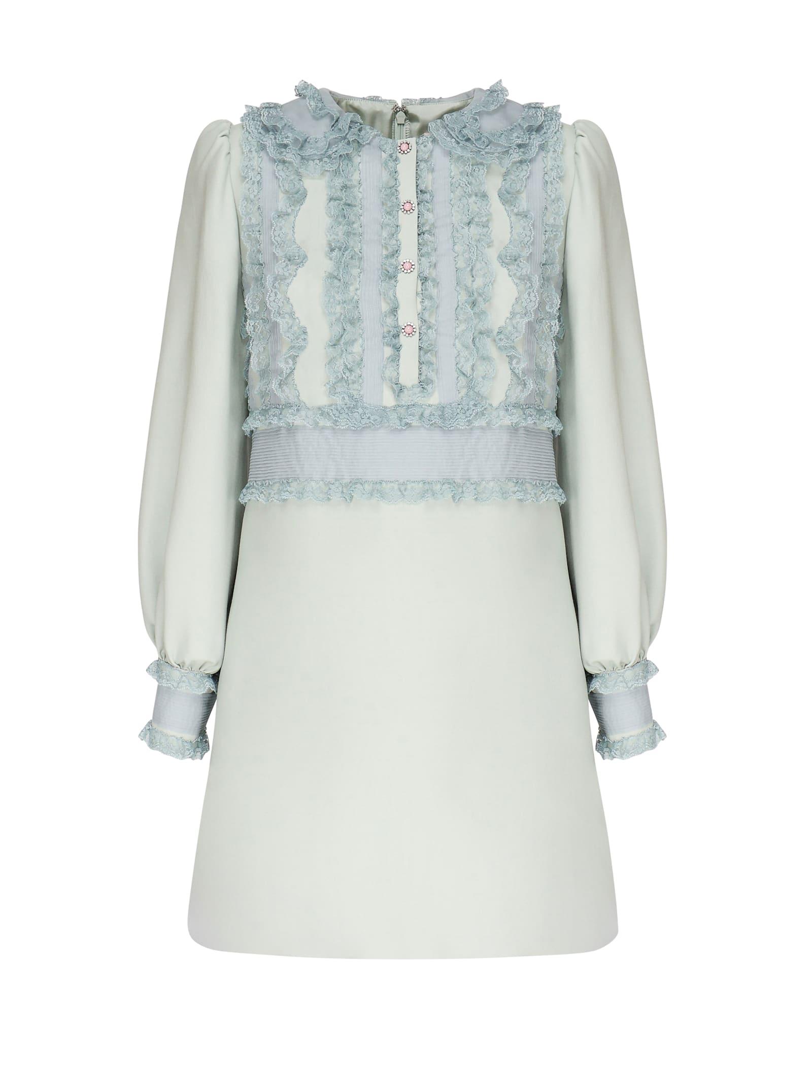 Valentino Garavani Embroidered Crepe Couture Short Dress