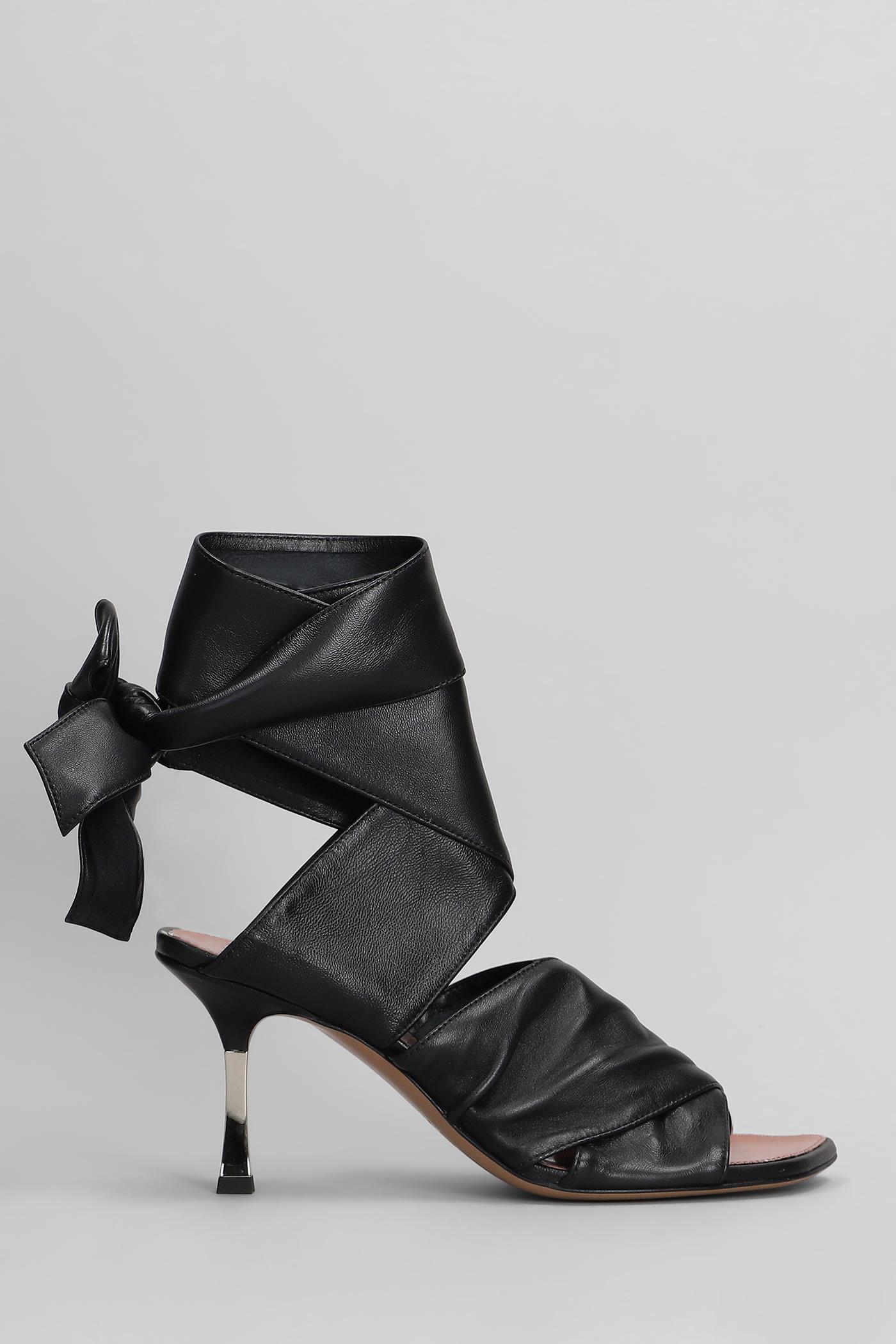 PARIS TEXAS Lorena Sandals in Black Leather