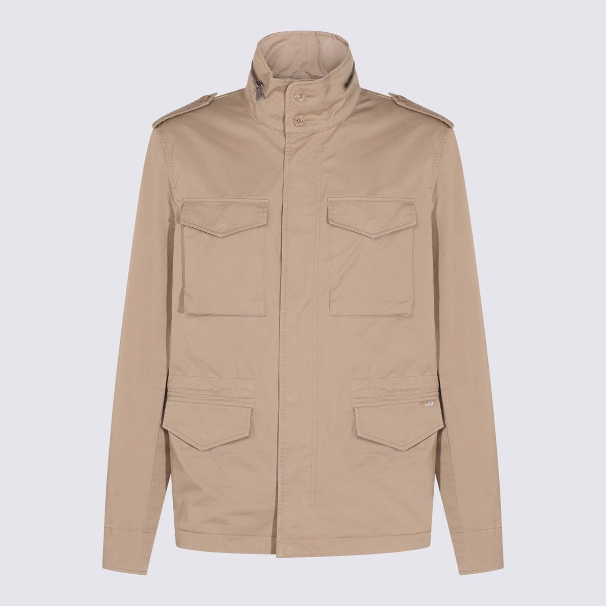 Add Beige Cotton Casual Jacket
