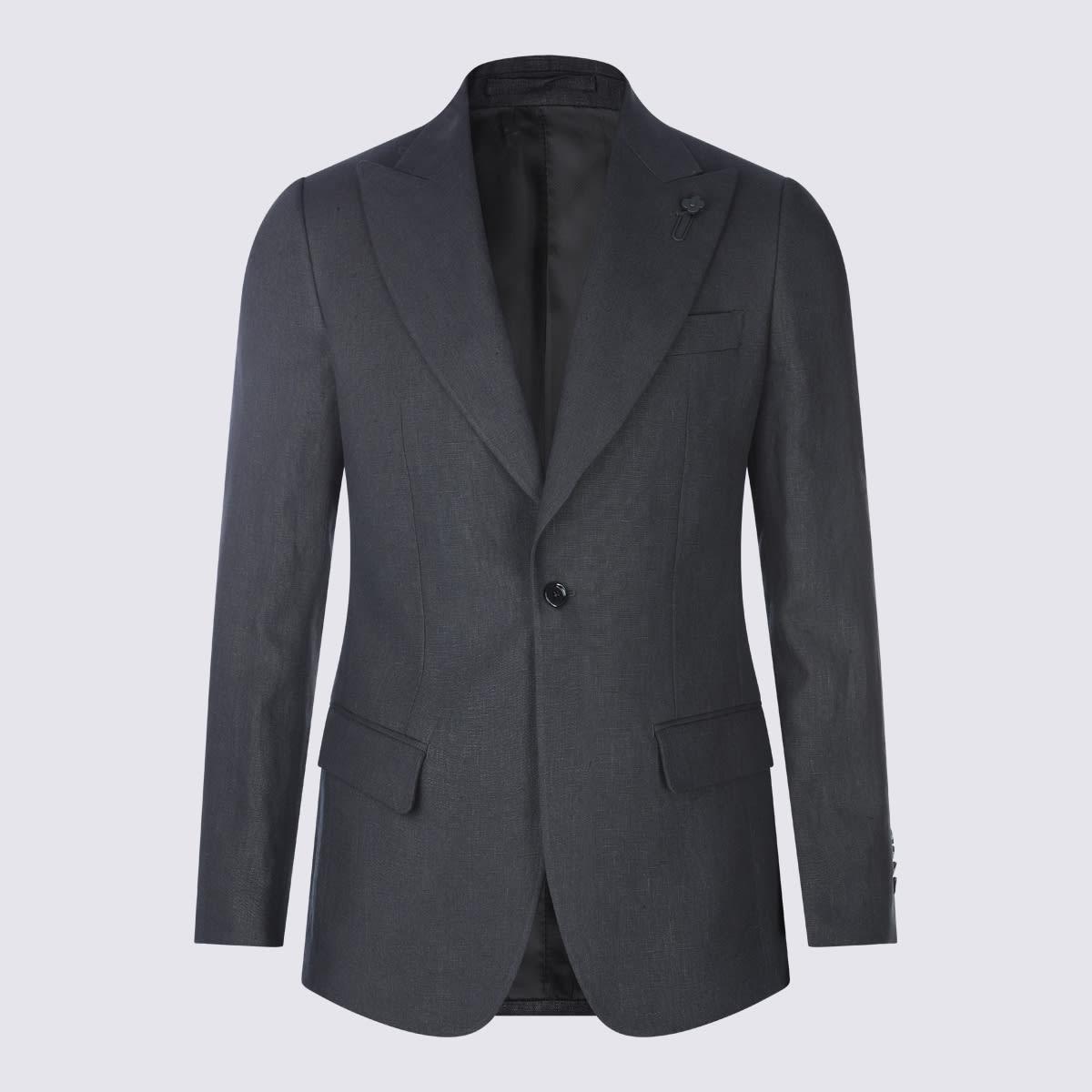 LARDINI Dark Grey Linen Blazer