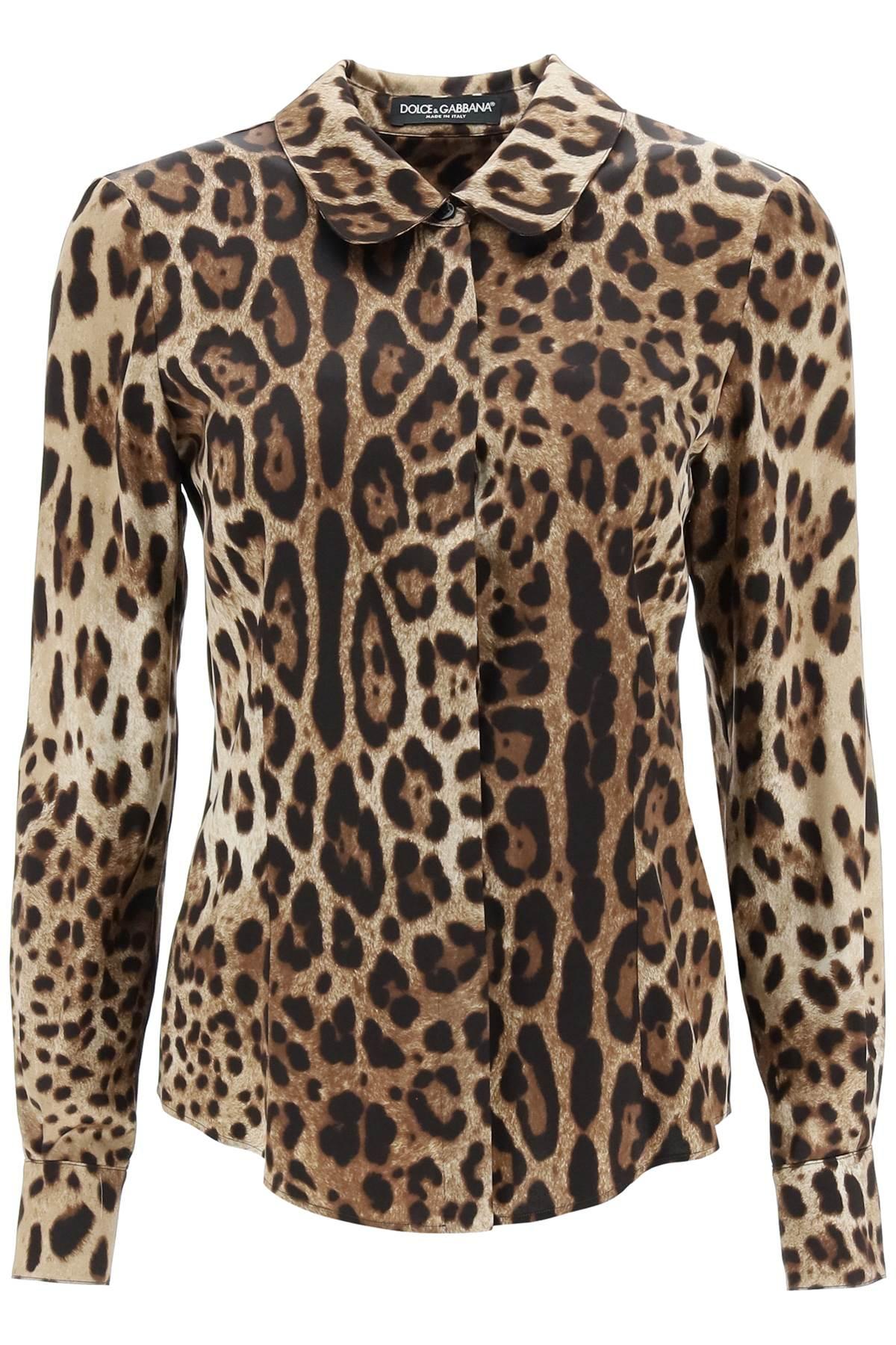 Dolce & Gabbana Women's Printed Satin Shirt in Animal Print