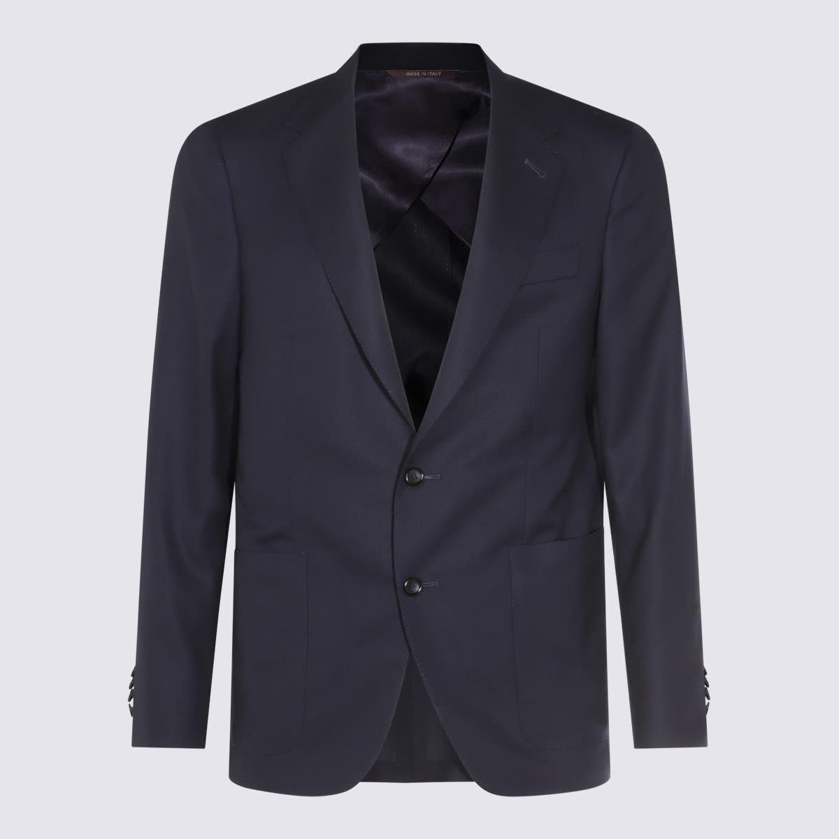 Canali Navy Blue Wool Blazer