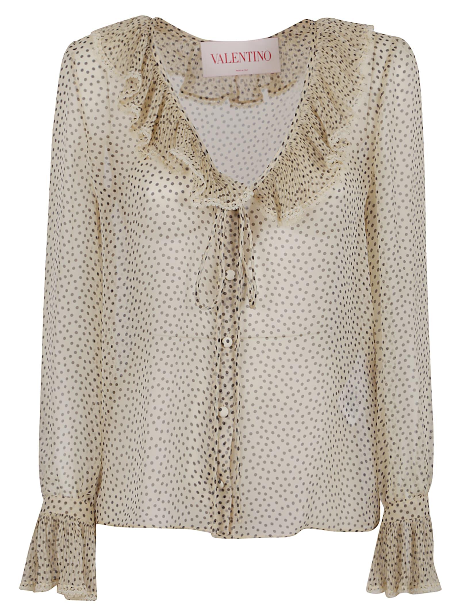 Valentino Women's Silk Chiffon Blouse Shirt in Beige