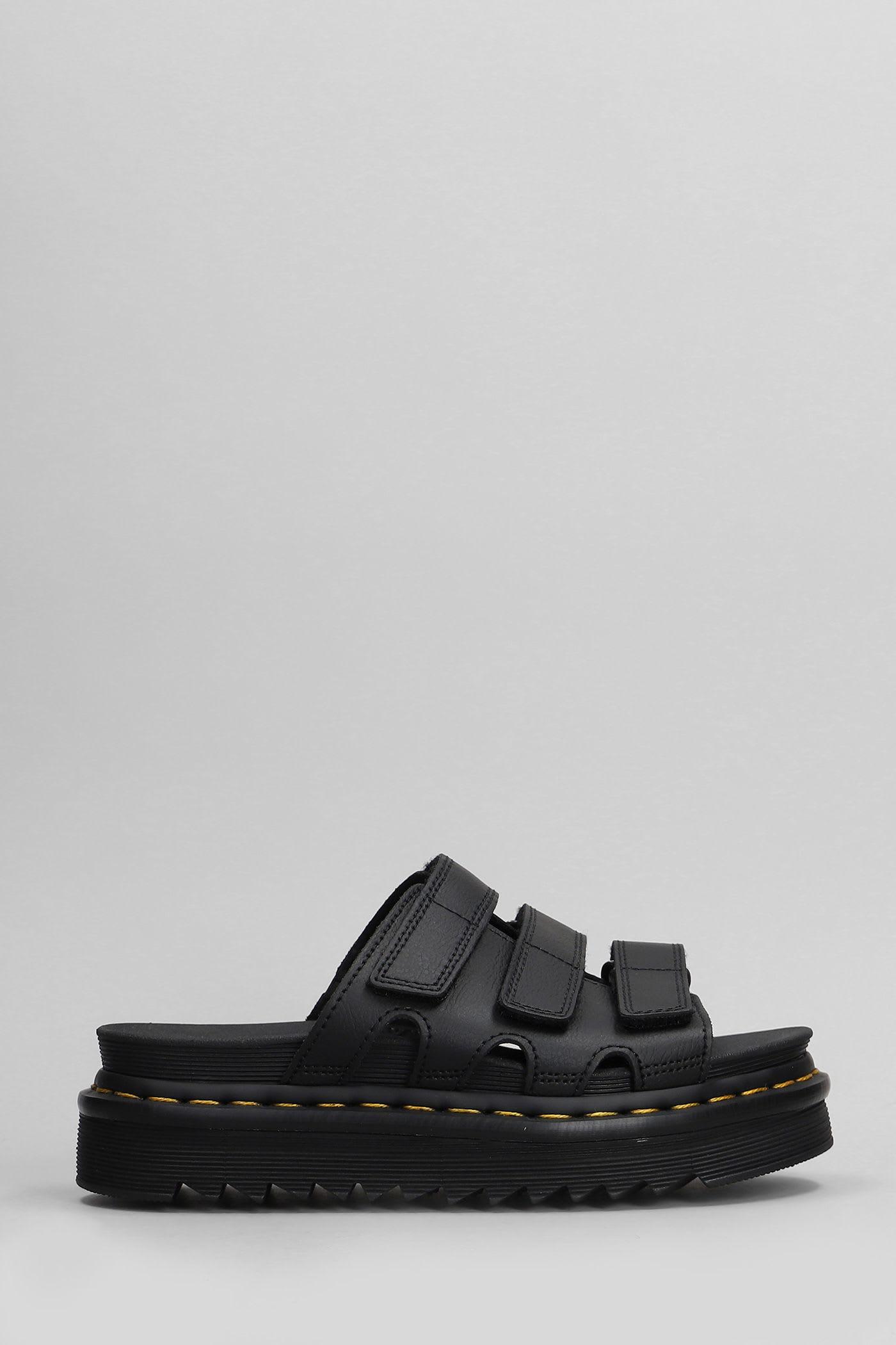 Dr. Martens Raine Slide Slipper-Mule in Black Leather