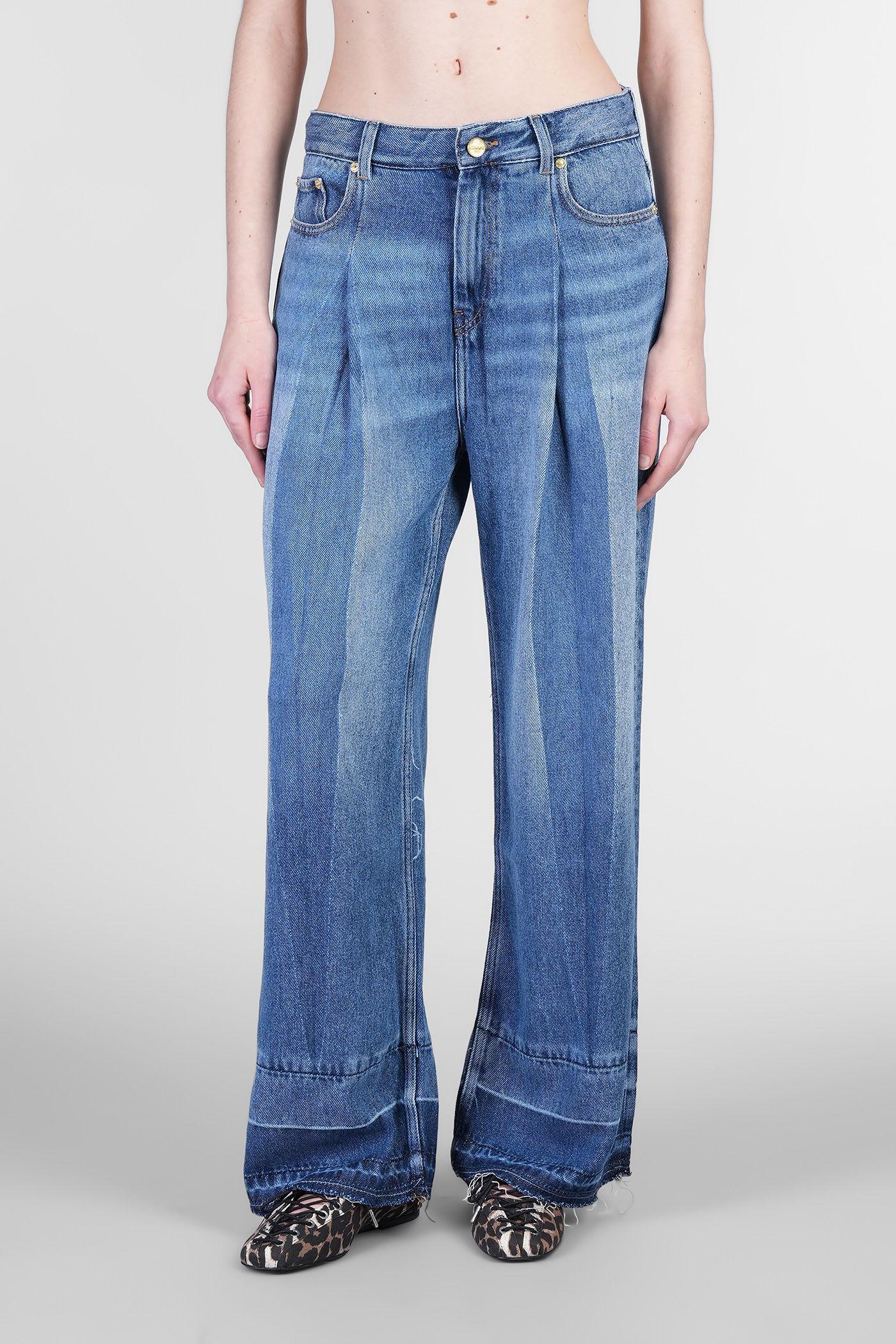Ganni Jeans in Blue Wool and Polyester
