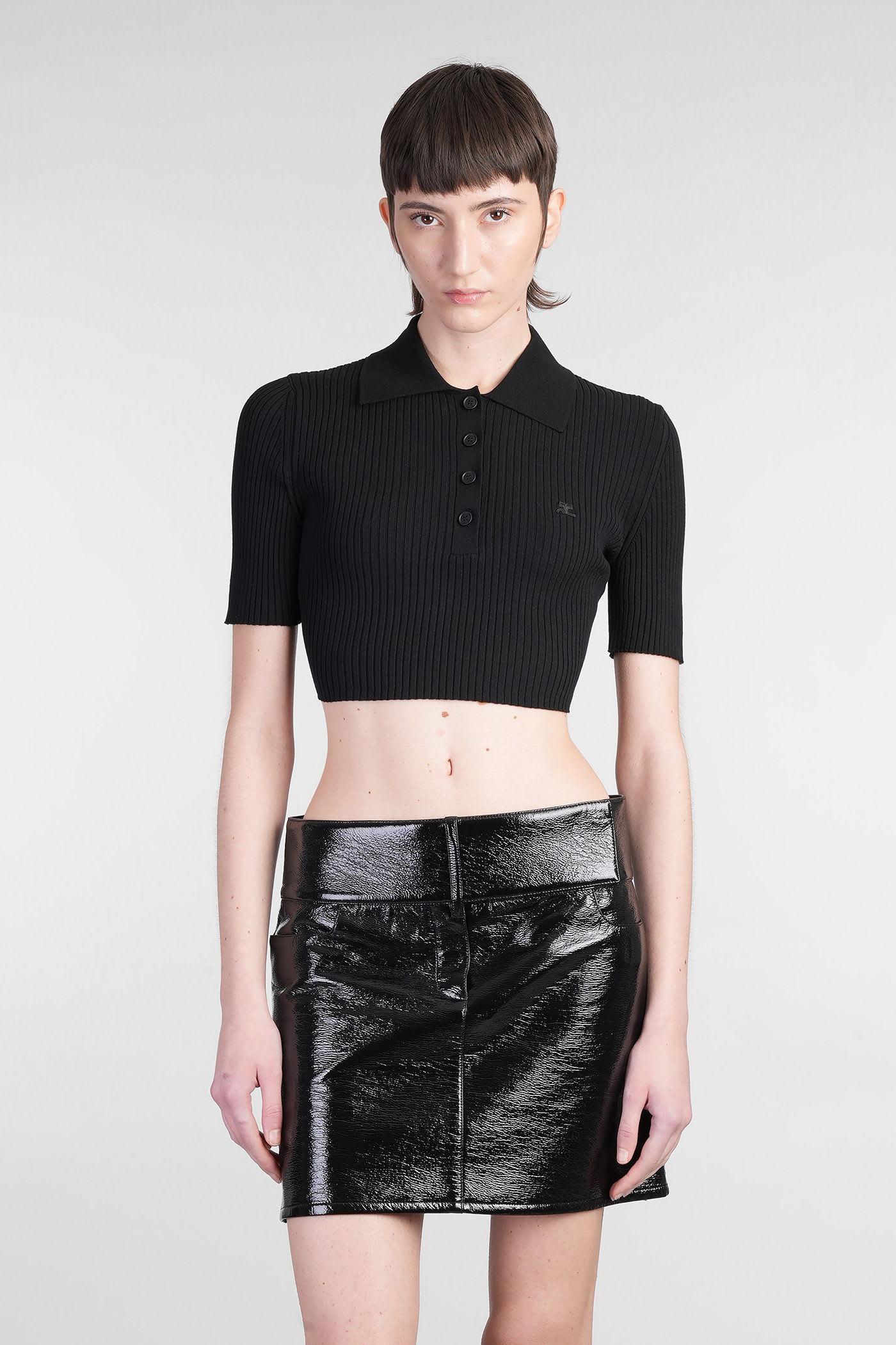Courrèges Polo in Black Viscose