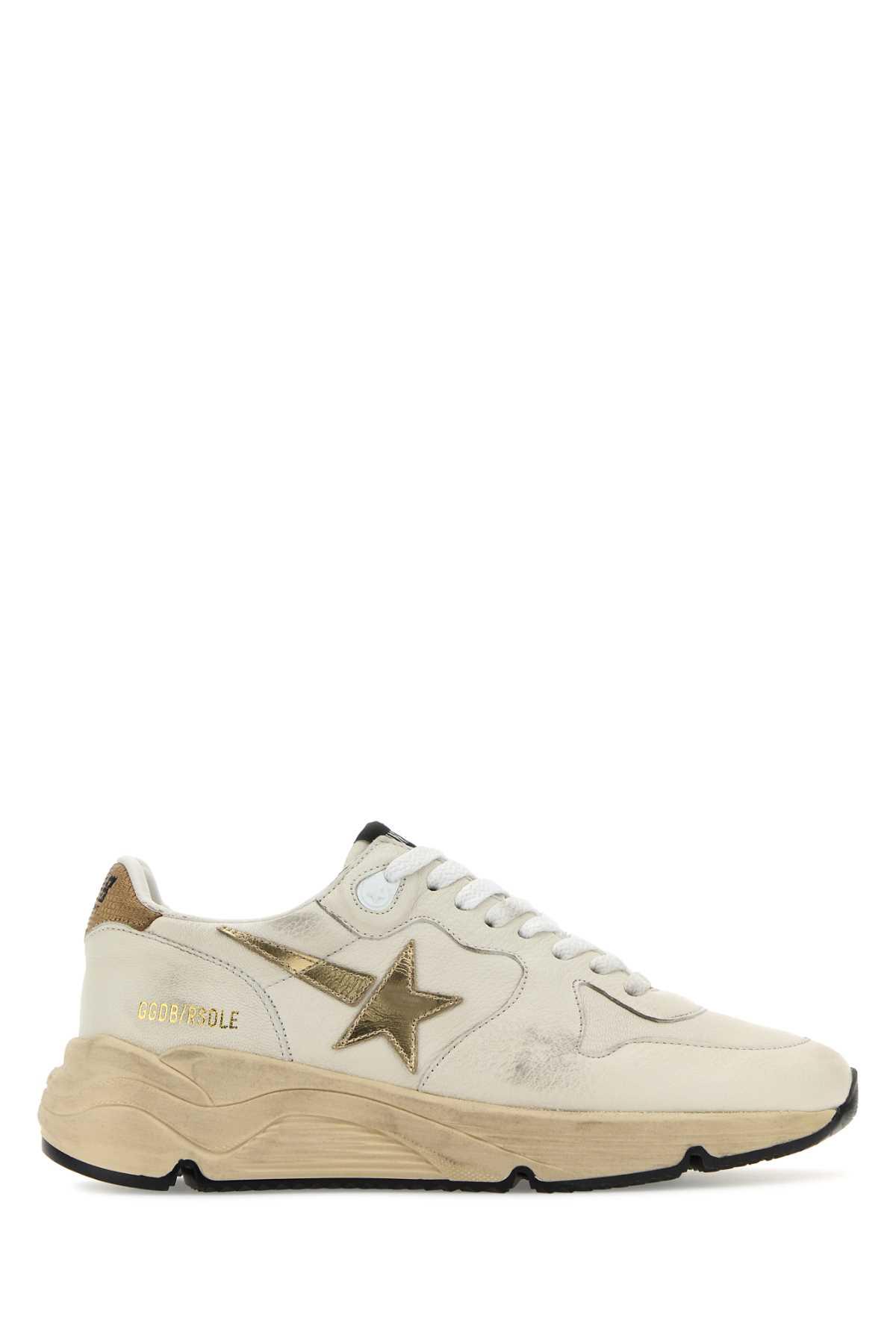 Golden Goose Running Sole Sneakers in White Gold