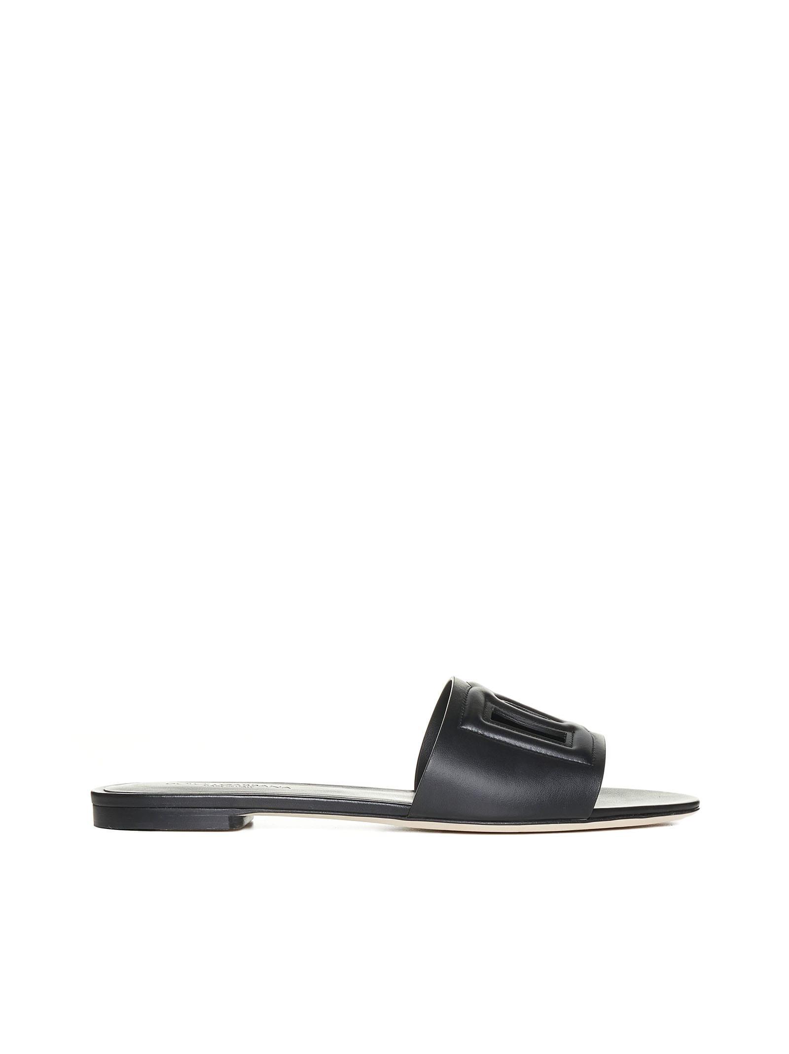 Dolce & Gabbana Women's Leather Slipper Sandal in Black