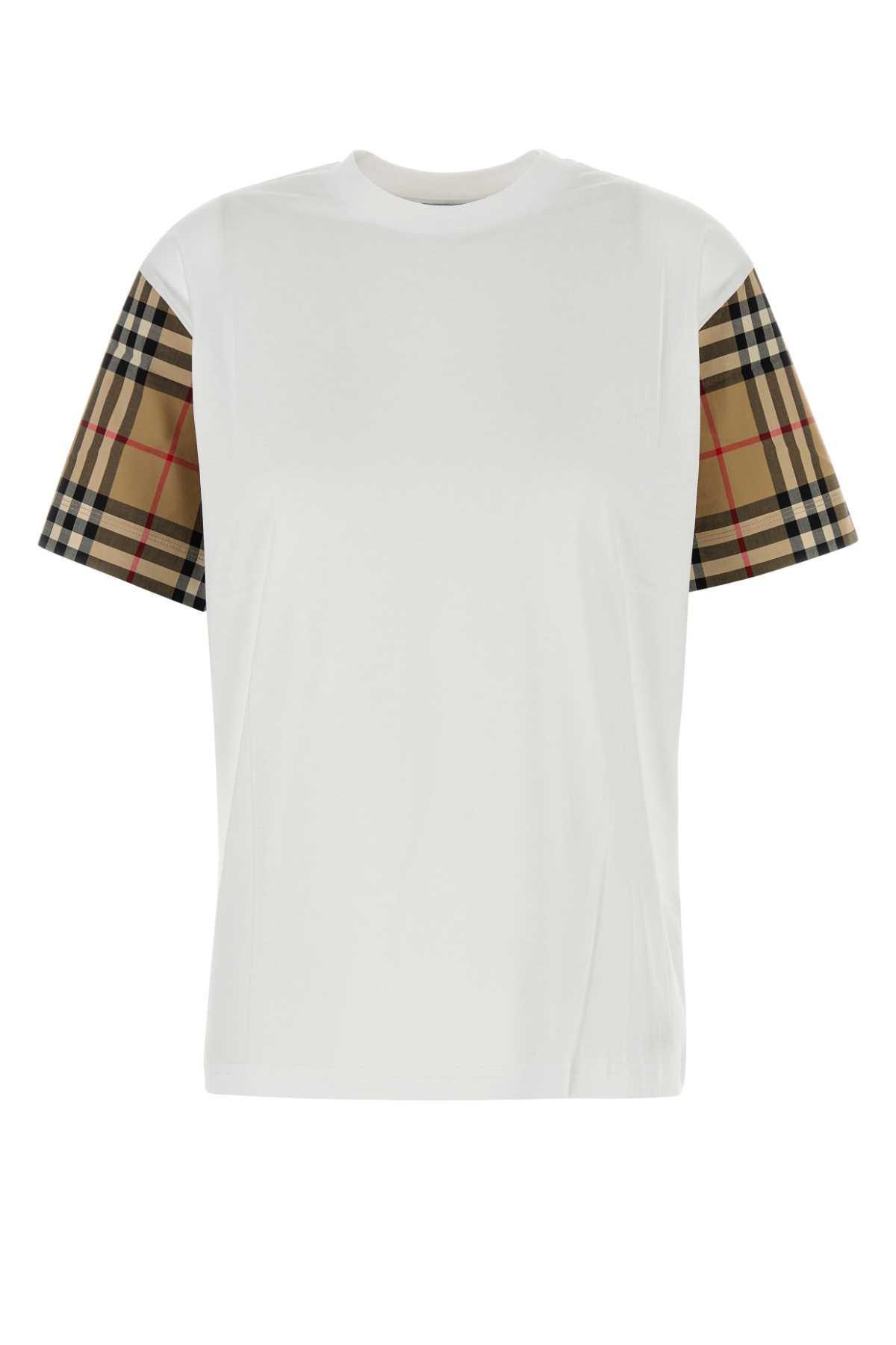 Burberry Women's Check Sleeve Cotton T-Shirt