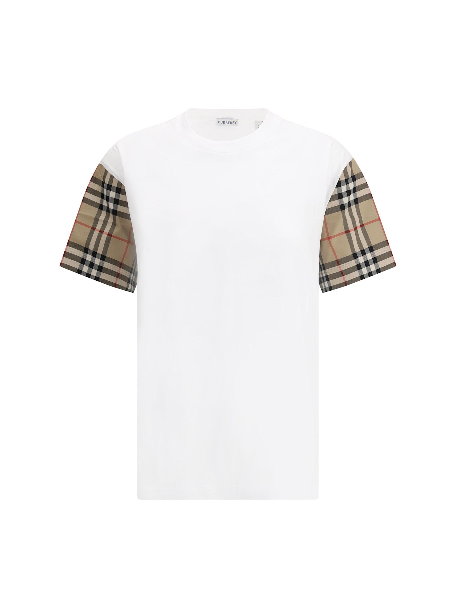 Burberry Women's Check Sleeve Cotton T-Shirt