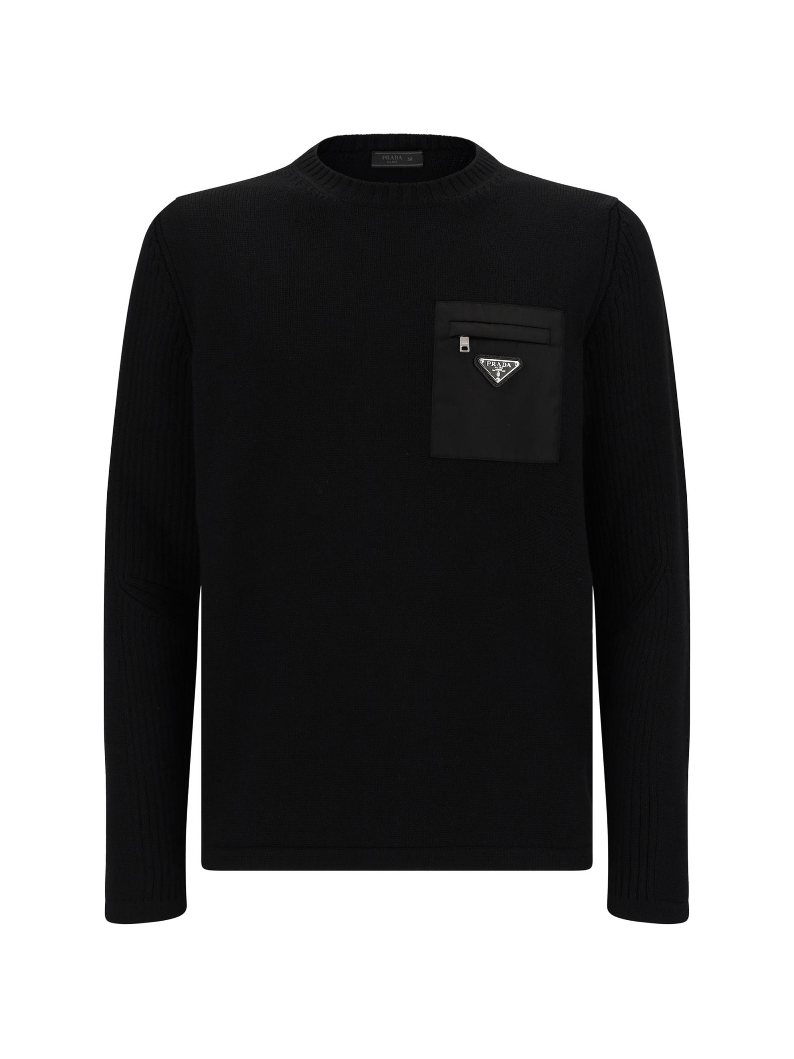 Prada Men's Wool Sweater in Black