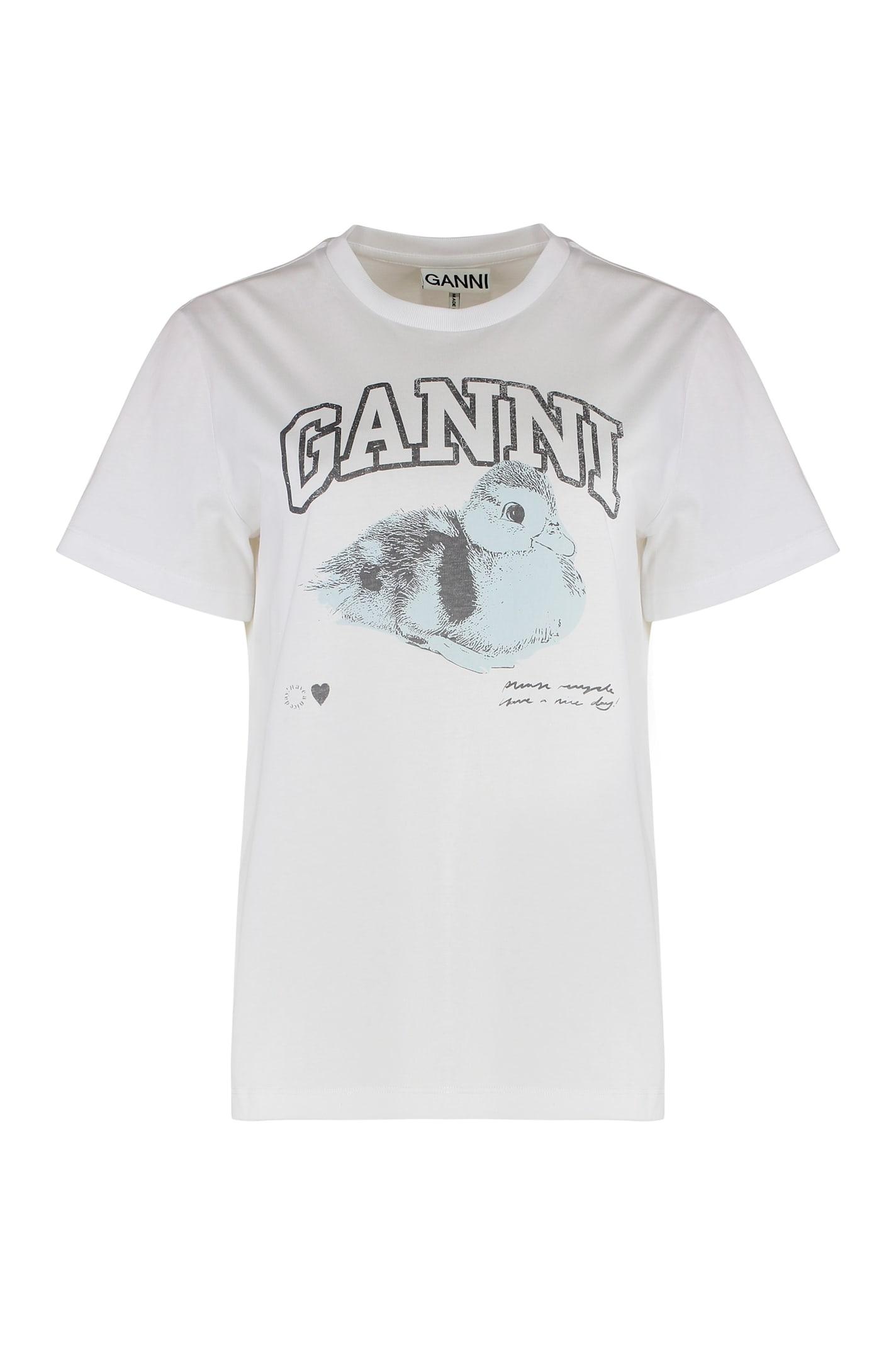Ganni Cotton Crew-neck T-shirt