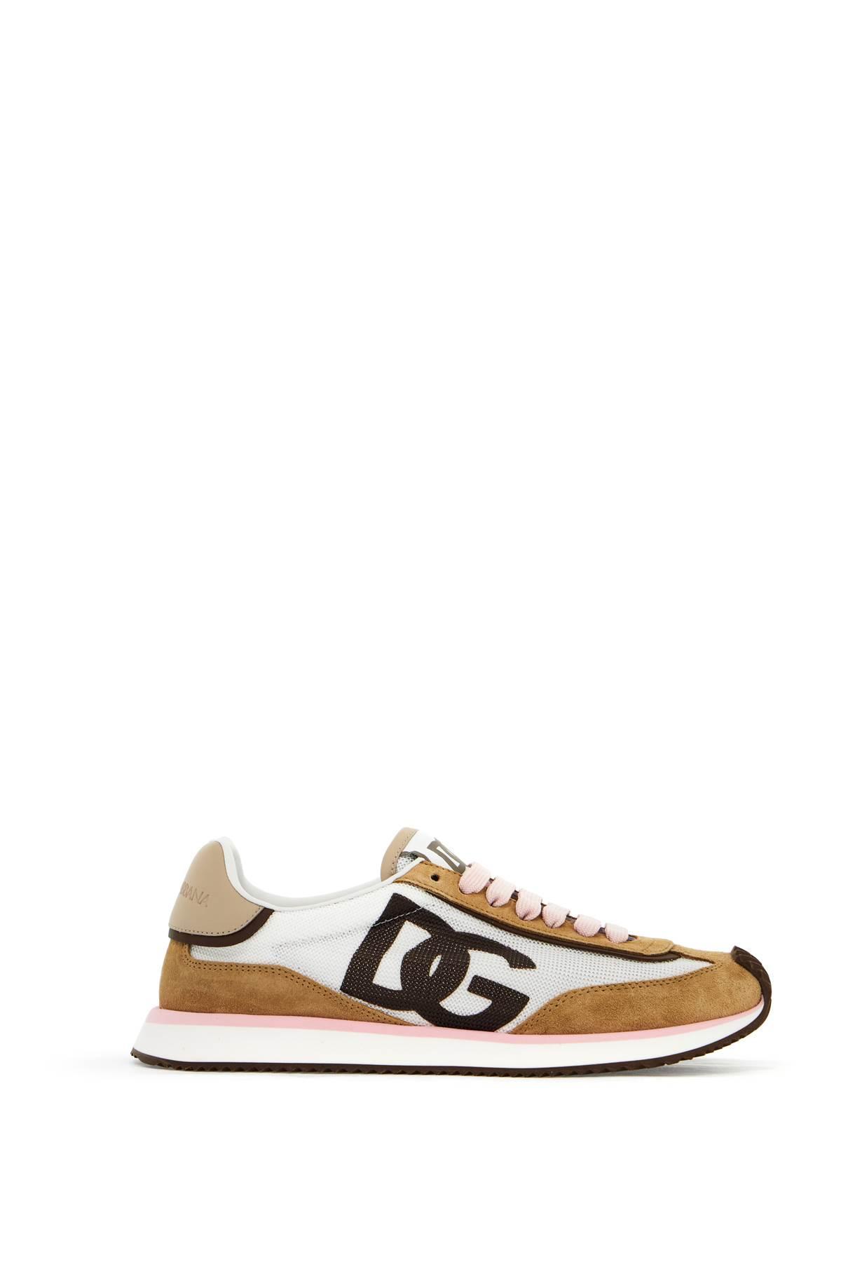 Dolce & Gabbana Women's Sneakers in White and Beige Suede Blend