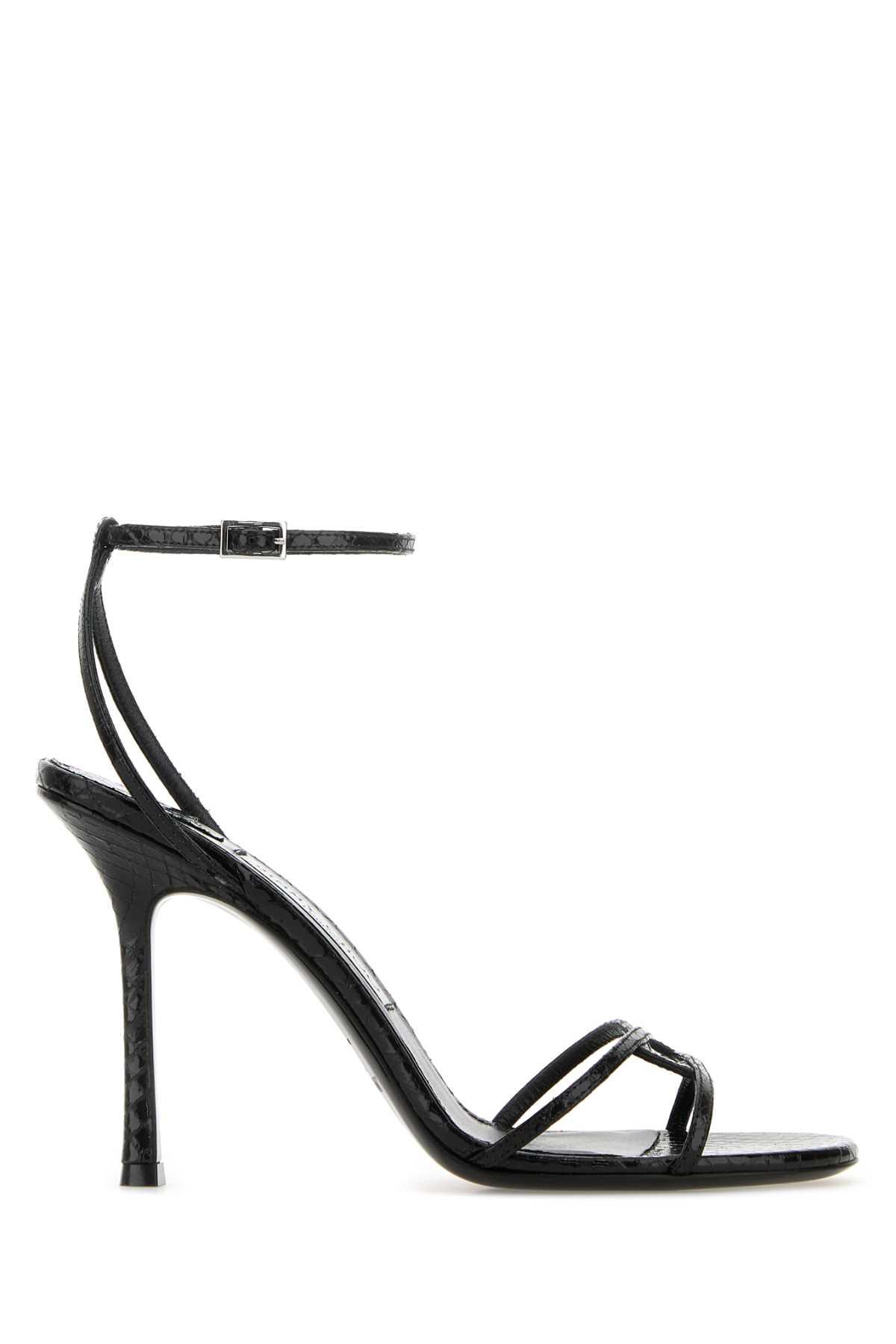 Jimmy Choo Black Leather Leo 100 Sandals
